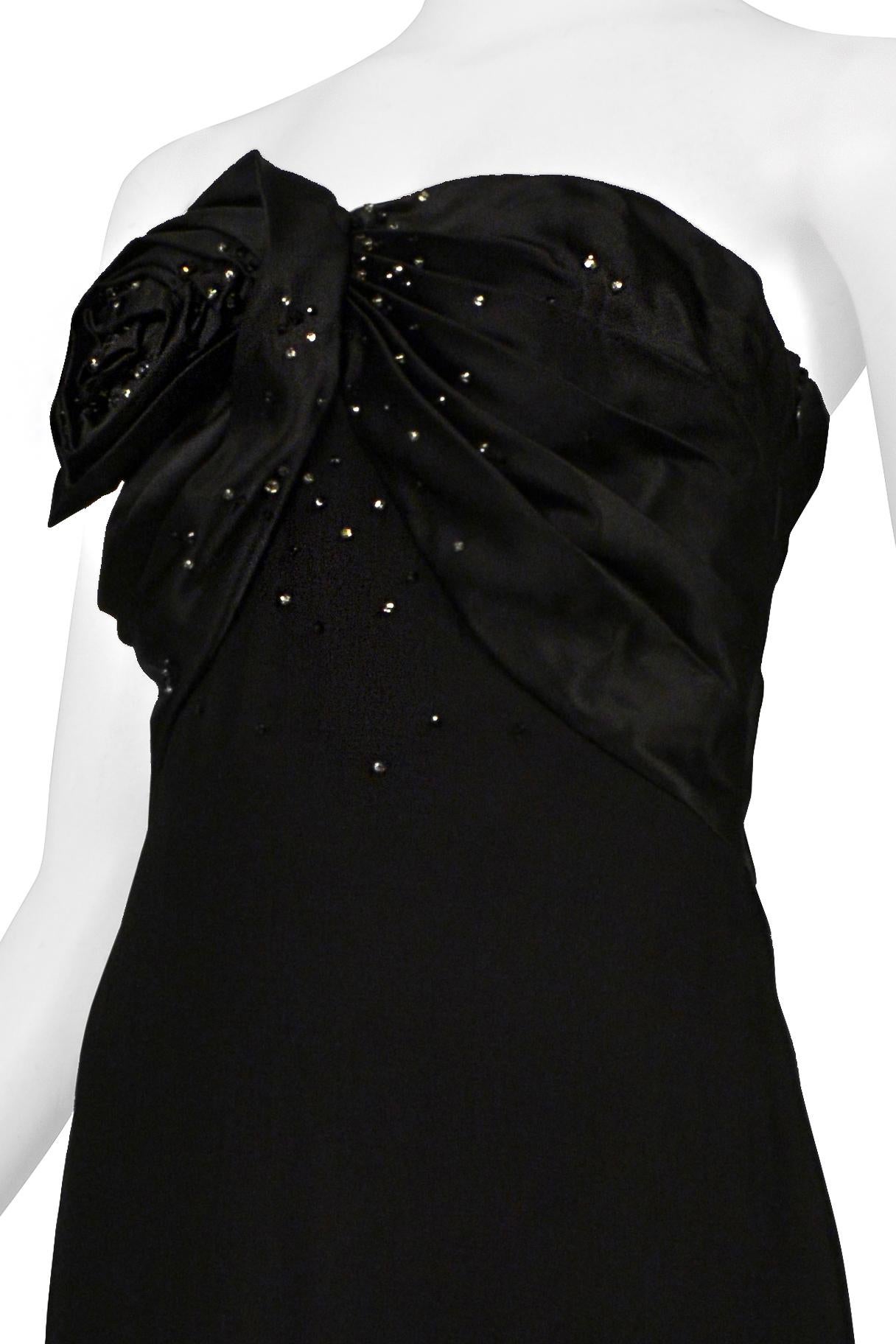 Christian Dior By John Galliano Black Gown W/ Rosettes & Rhinestones 2008 Resort For Sale 2