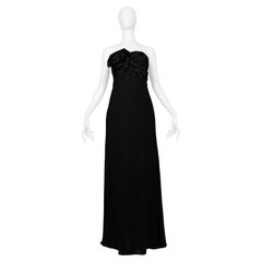 Christian Dior By John Galliano Black Gown W/ Rosettes & Rhinestones 2008 Resort