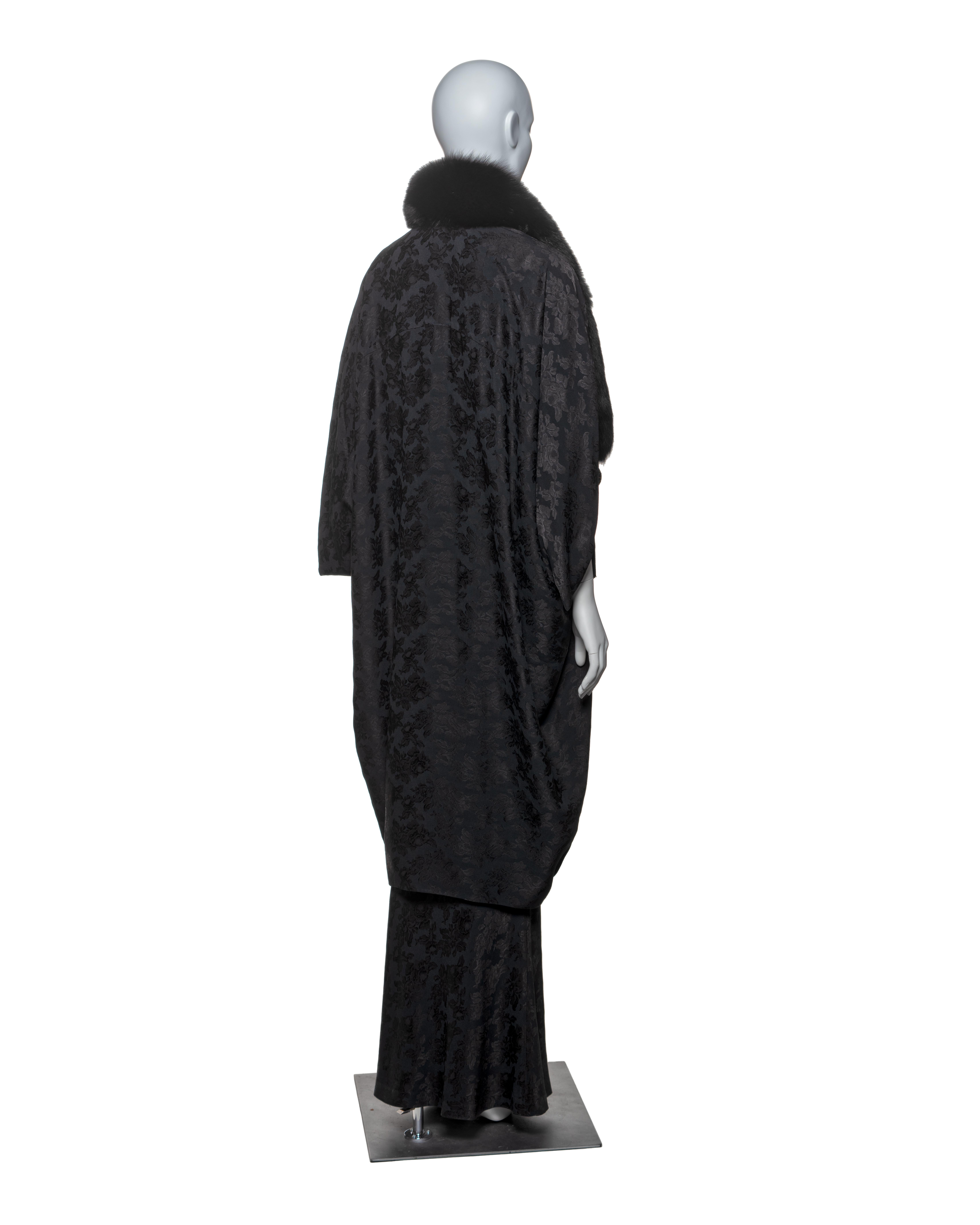 Christian Dior by John Galliano Black Jacquard Coat & Dress Ensemble, FW 1998 9