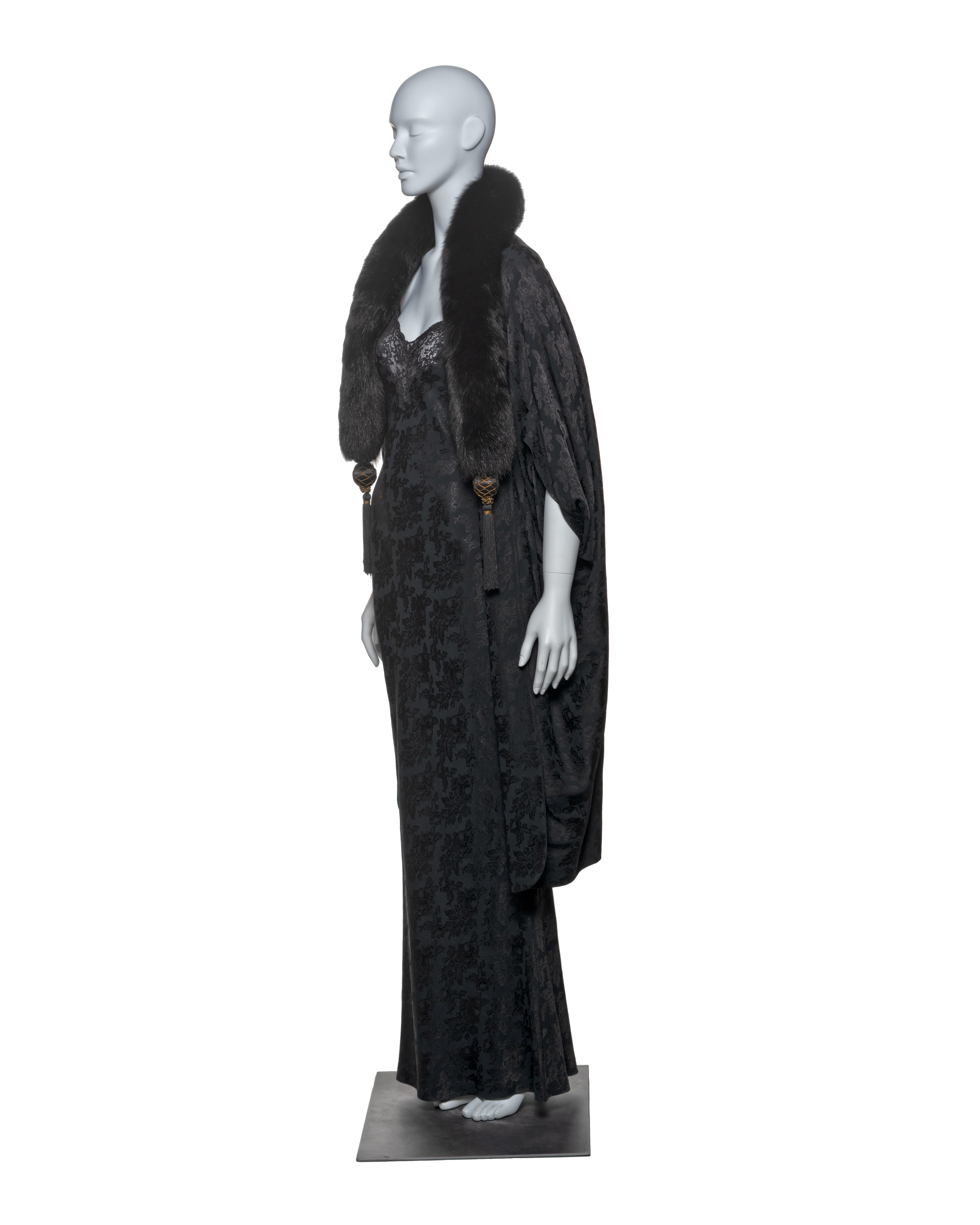 Christian Dior by John Galliano Black Jacquard Coat & Dress Ensemble, FW 1998 12