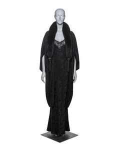 Christian Dior by John Galliano Black Jacquard Coat & Dress Ensemble, FW 1998