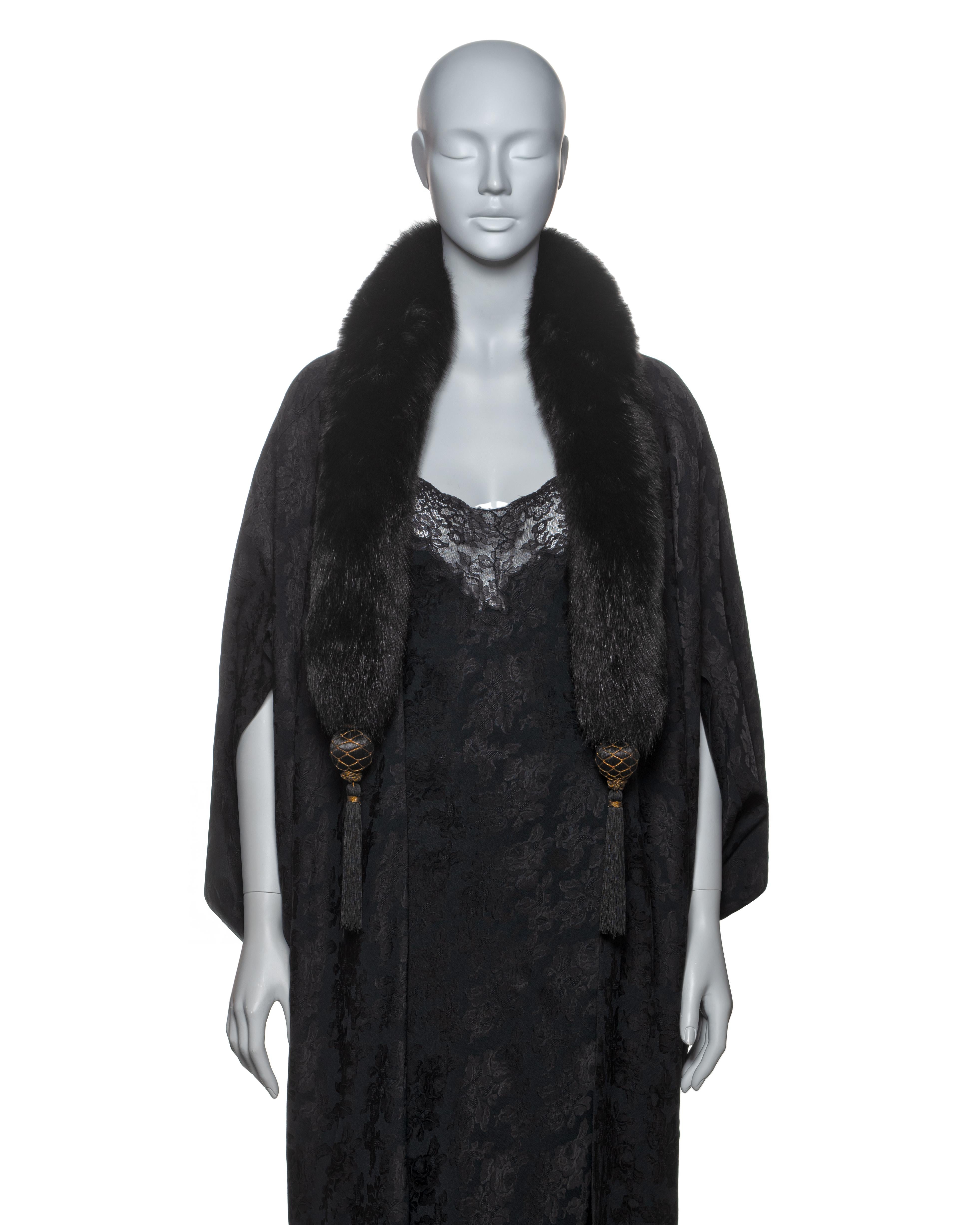 Christian Dior by John Galliano Black Jacquard Coat & Dress Ensemble, FW 1998 In Excellent Condition In London, GB