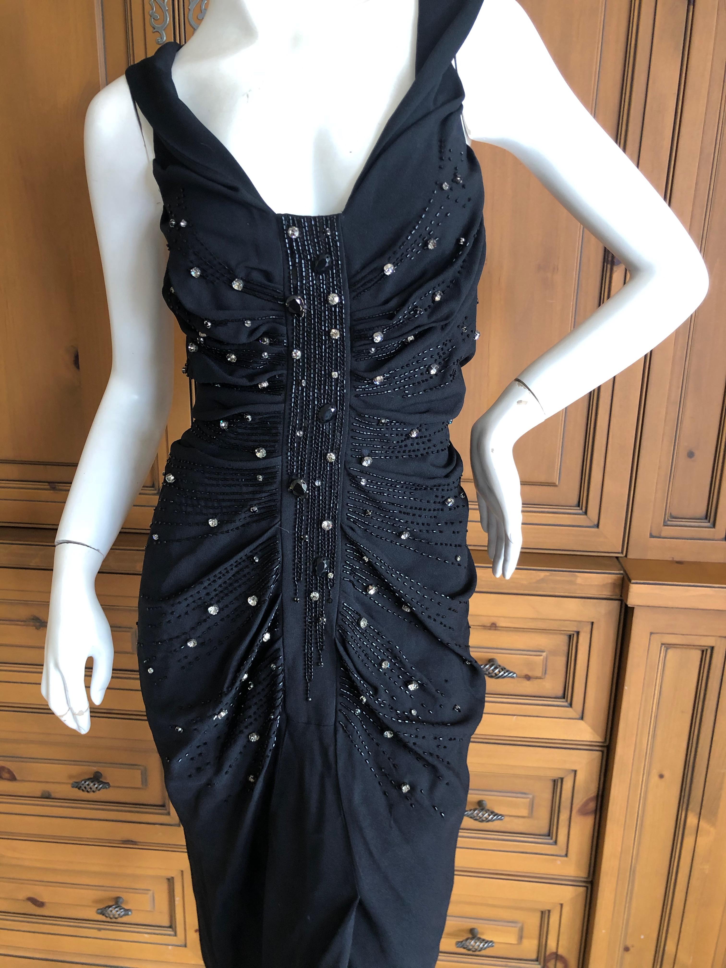Christian Dior by John Galliano Black Jewel Embellished Cocktail Dress In Excellent Condition For Sale In Cloverdale, CA