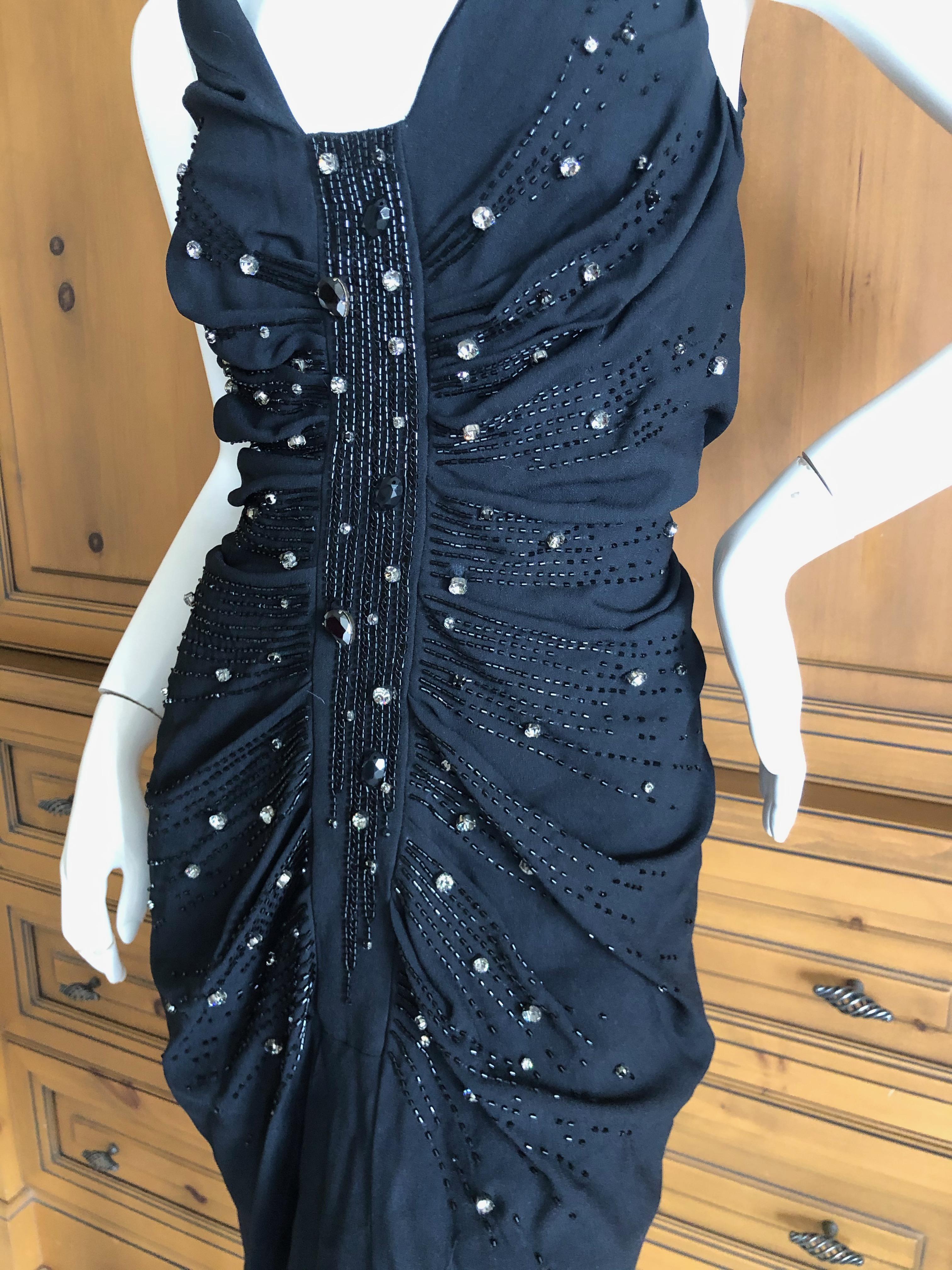 Women's Christian Dior by John Galliano Black Jewel Embellished Cocktail Dress For Sale