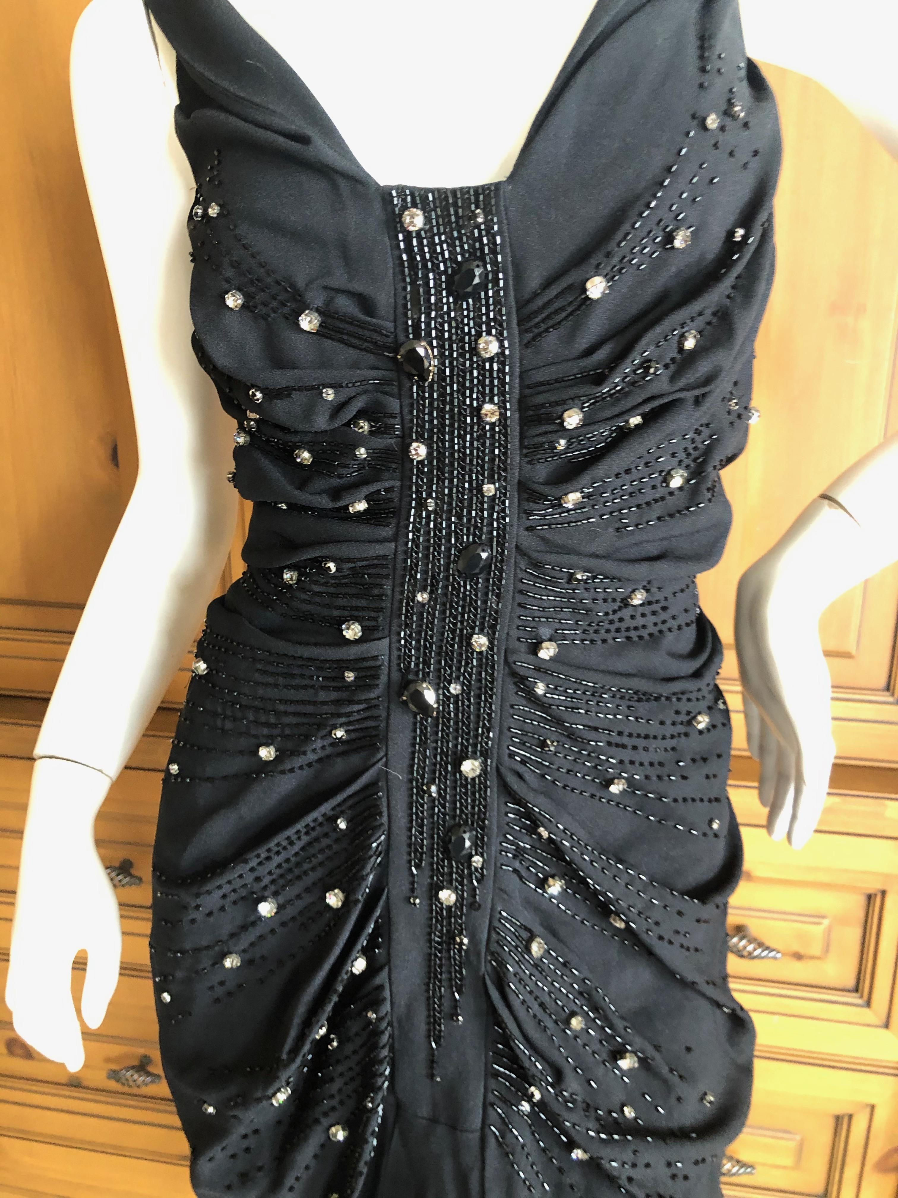 Christian Dior by John Galliano Black Jewel Embellished Cocktail Dress For Sale 2