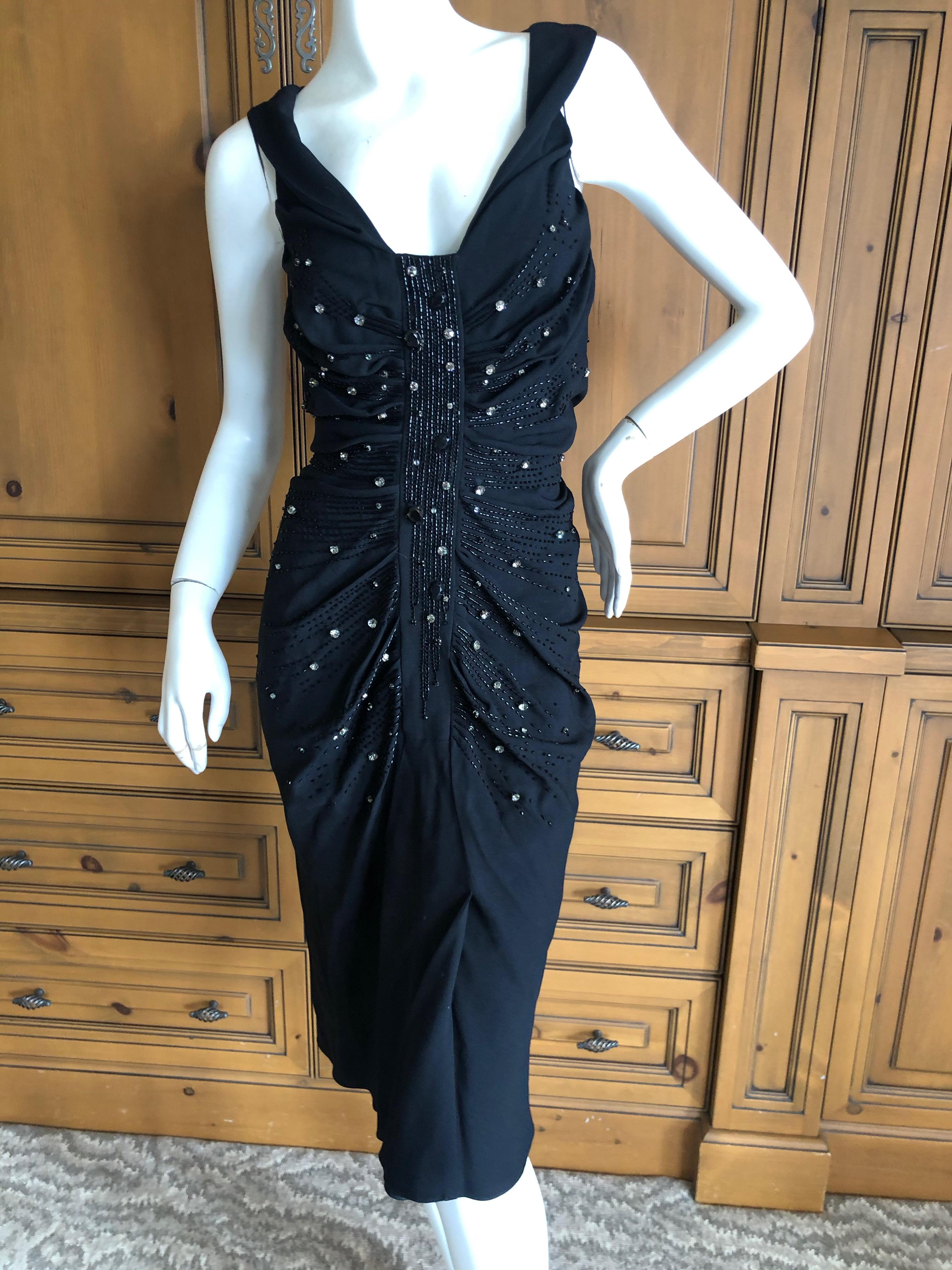 Christian Dior by John Galliano Black Jewel Embellished Cocktail Dress For Sale 3