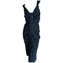 Christian Dior by John Galliano Black Jewel Embellished Cocktail Dress