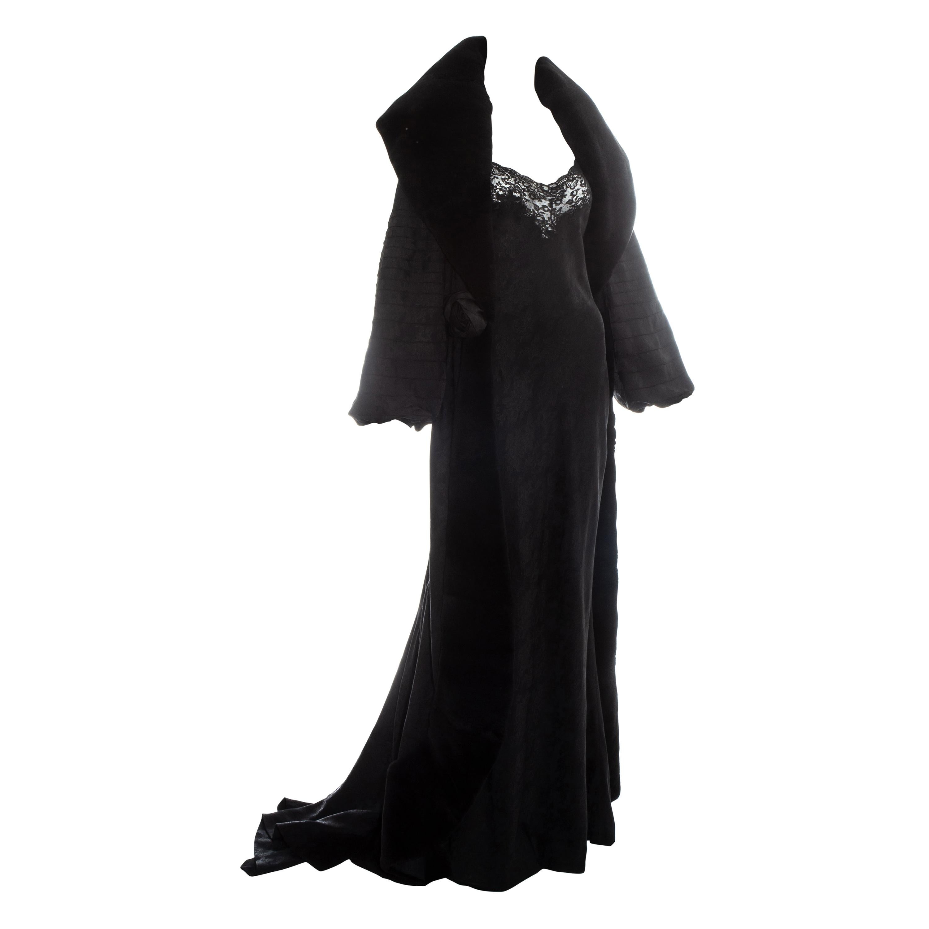 Christian Dior by John Galliano black lace and fur dress and robe, fw 1998 For Sale