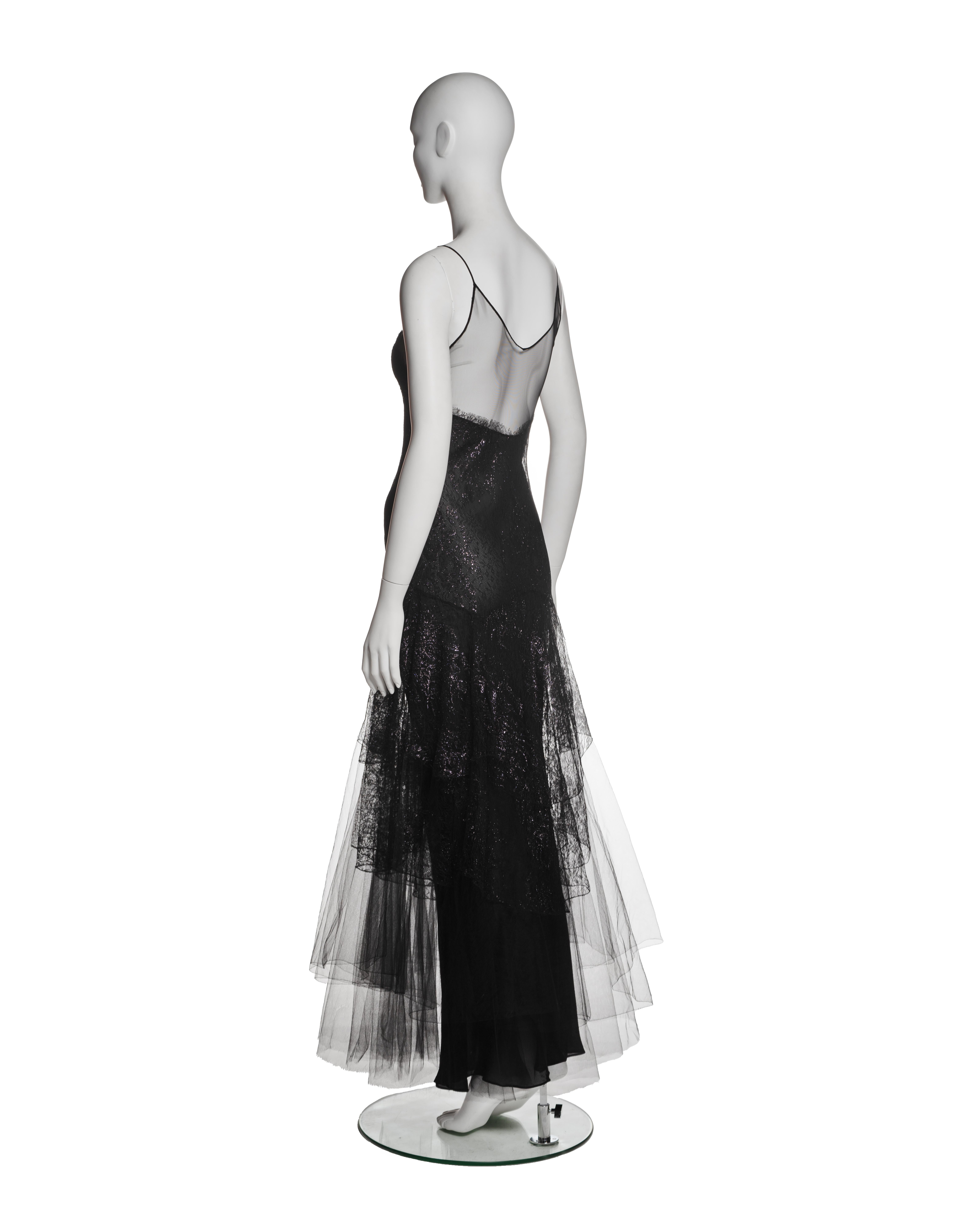 Christian Dior by John Galliano Black Lace and Tulle Evening Dress, FW 2002 6