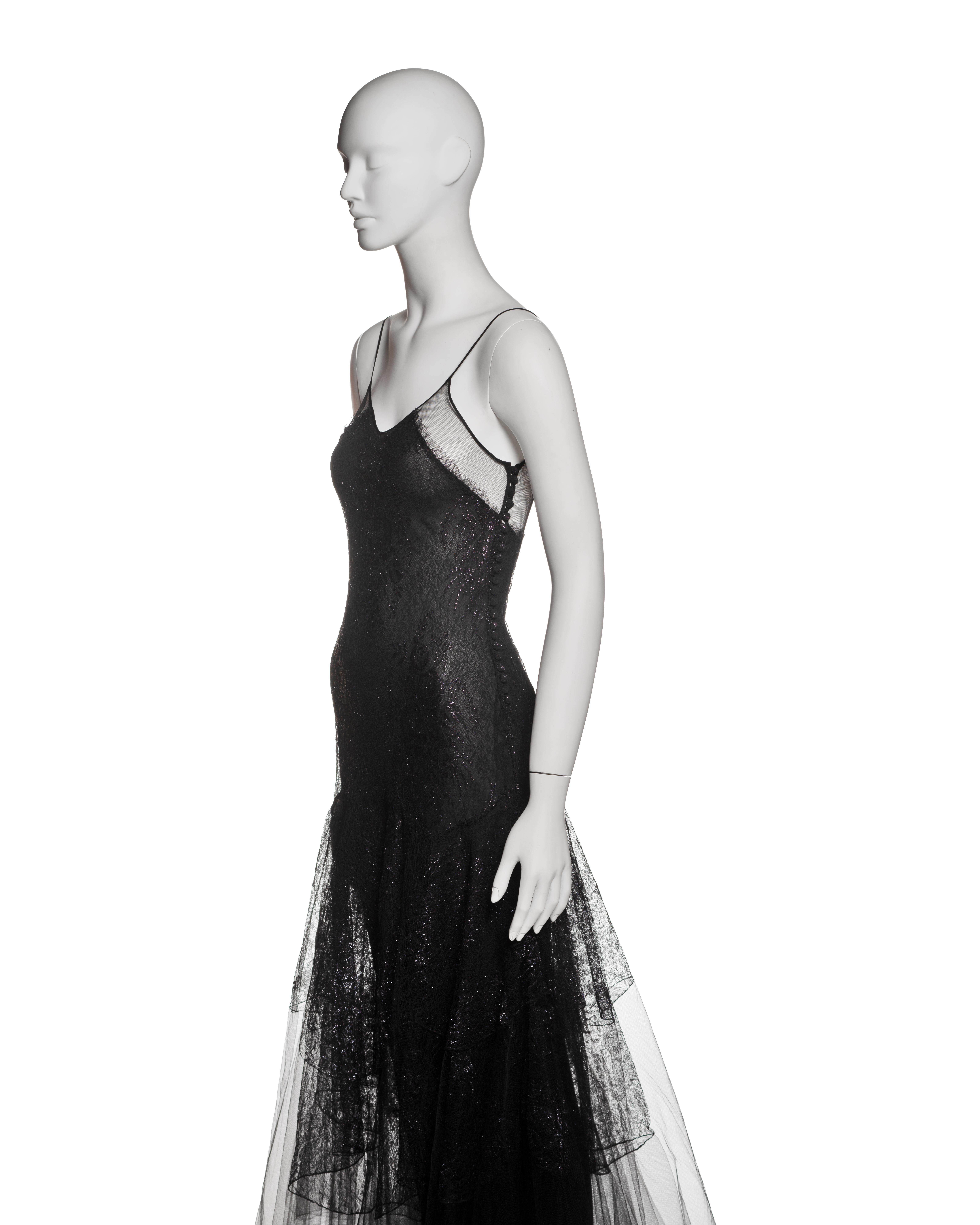 Christian Dior by John Galliano Black Lace and Tulle Evening Dress, FW 2002 8