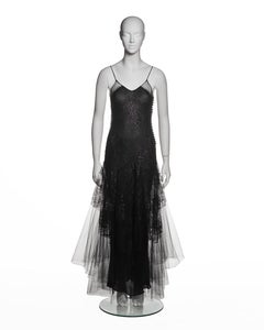 Christian Dior par John Galliano, robe de soirée noire en dentelle et tulle, automne-hiver 2002