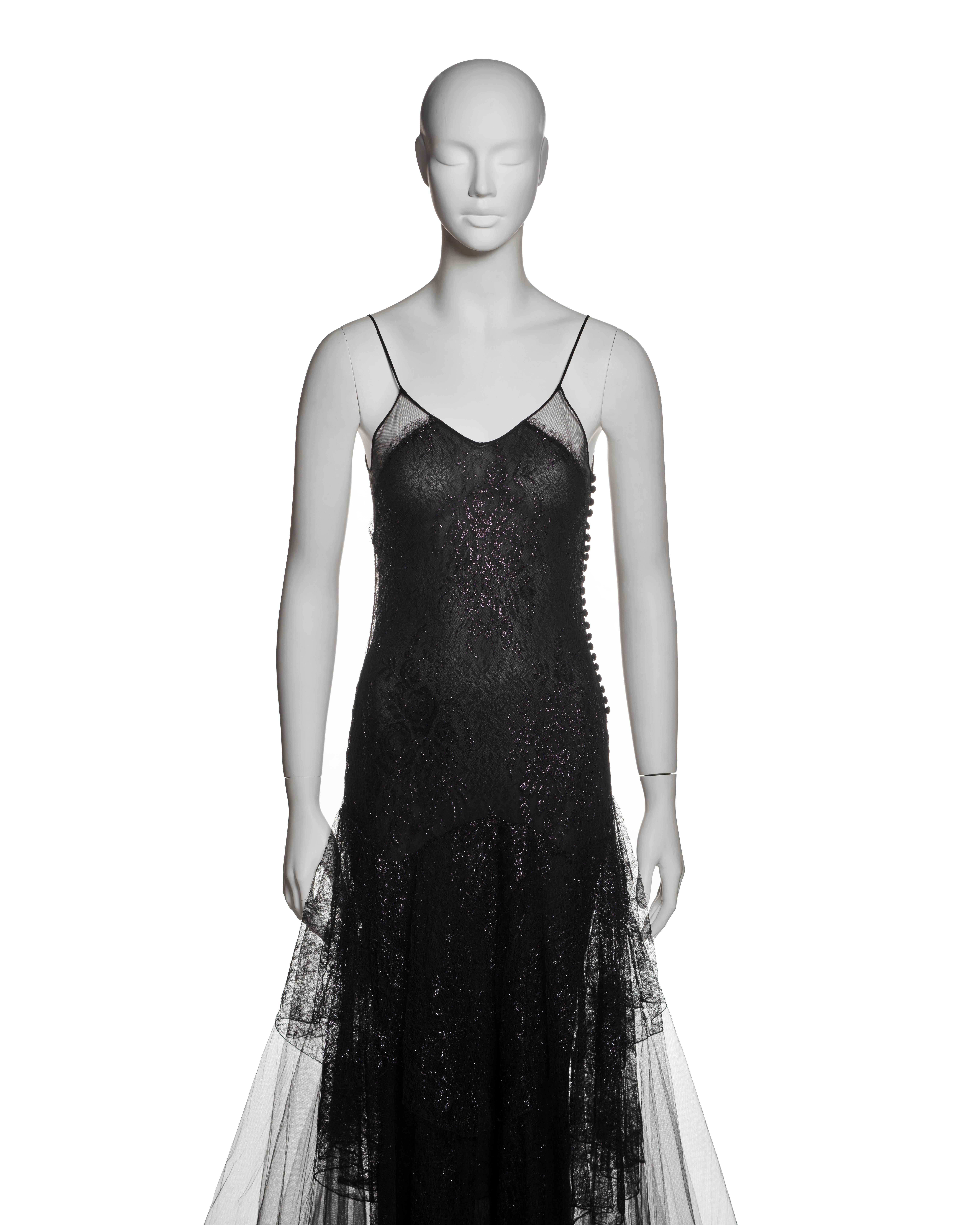 Christian Dior by John Galliano Black Lace and Tulle Evening Dress, FW 2002 In Excellent Condition In London, GB