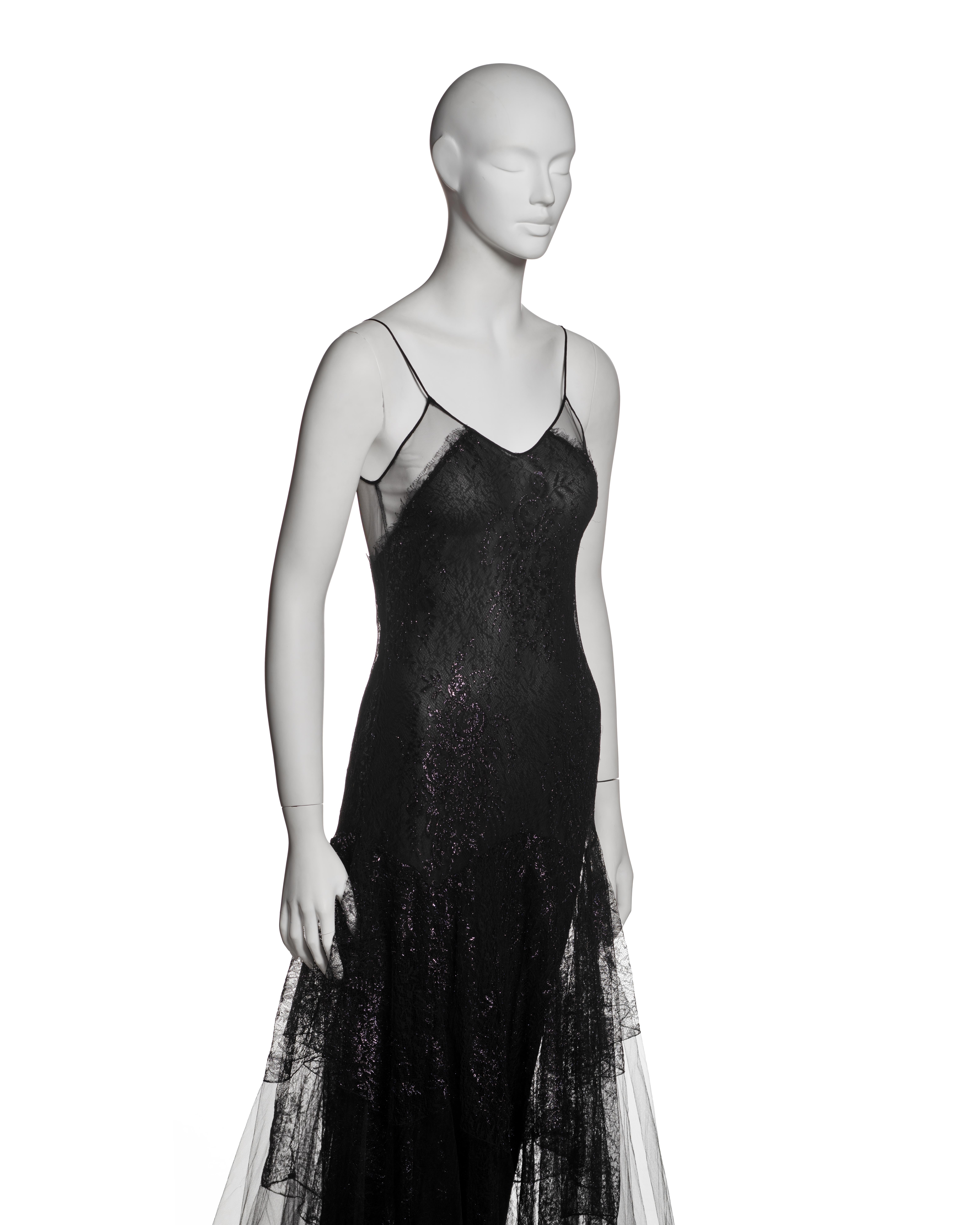Christian Dior by John Galliano Black Lace and Tulle Evening Dress, FW 2002 2