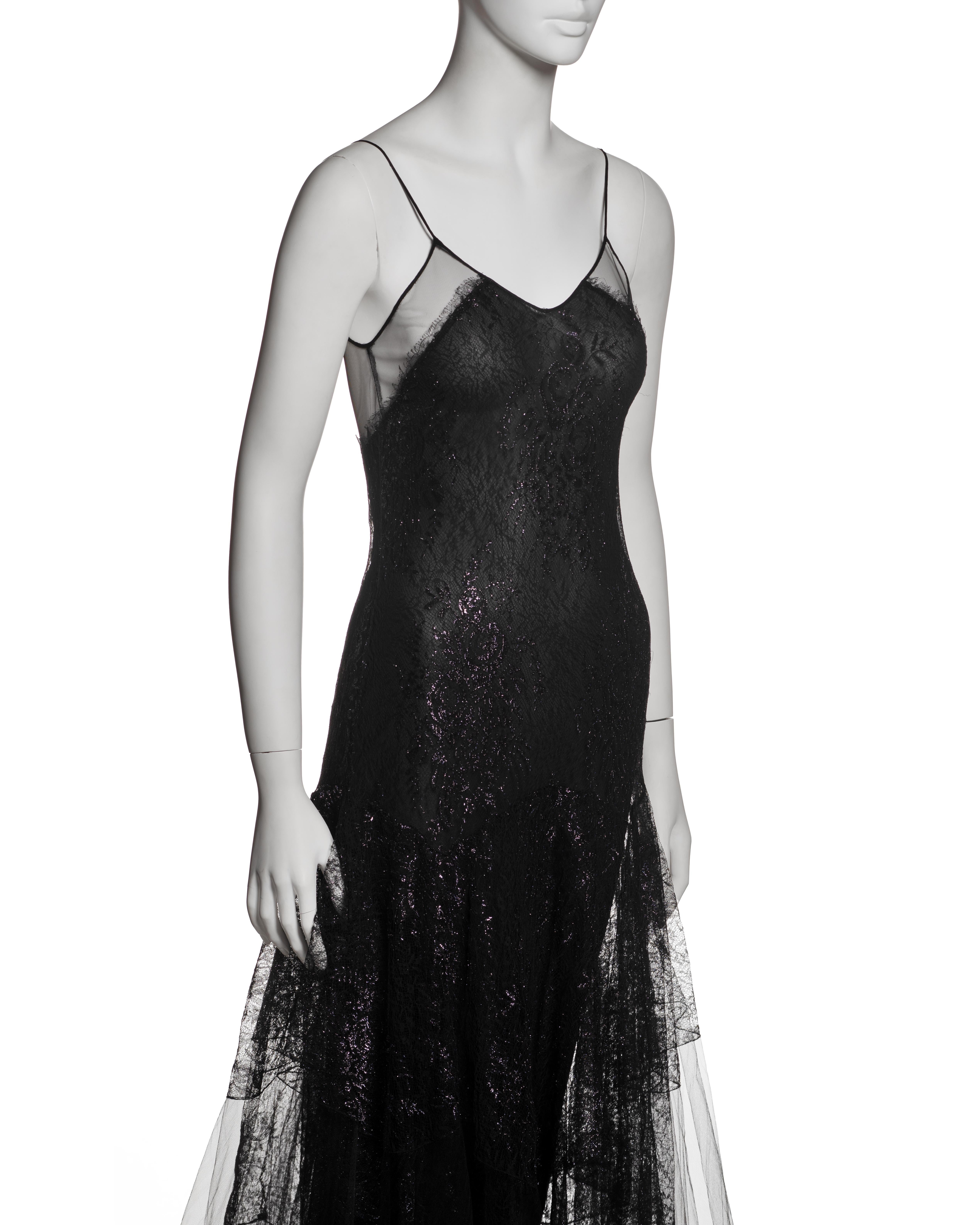 Christian Dior by John Galliano Black Lace and Tulle Evening Dress, FW 2002 3