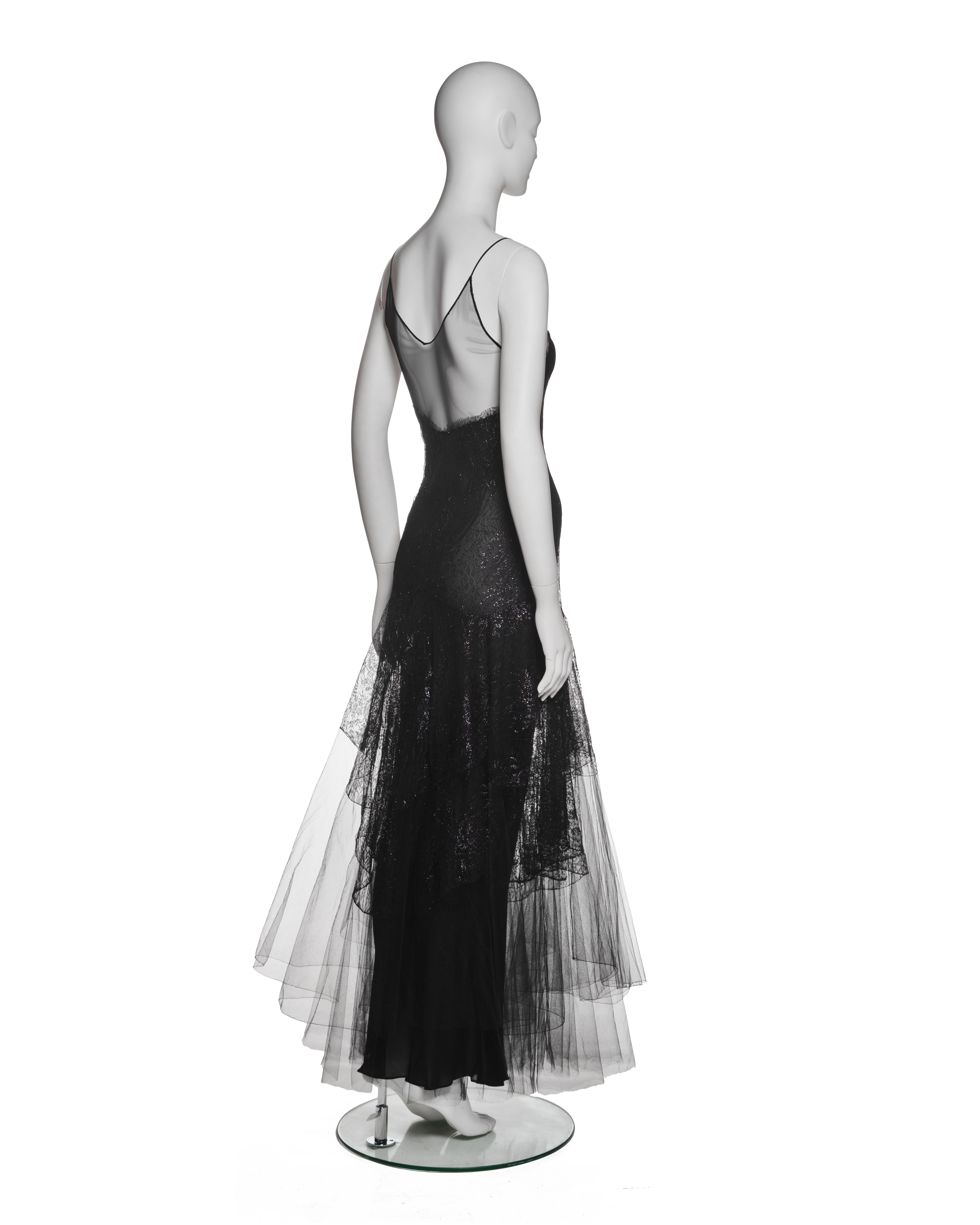 Christian Dior by John Galliano Black Lace and Tulle Evening Dress, FW 2002 4