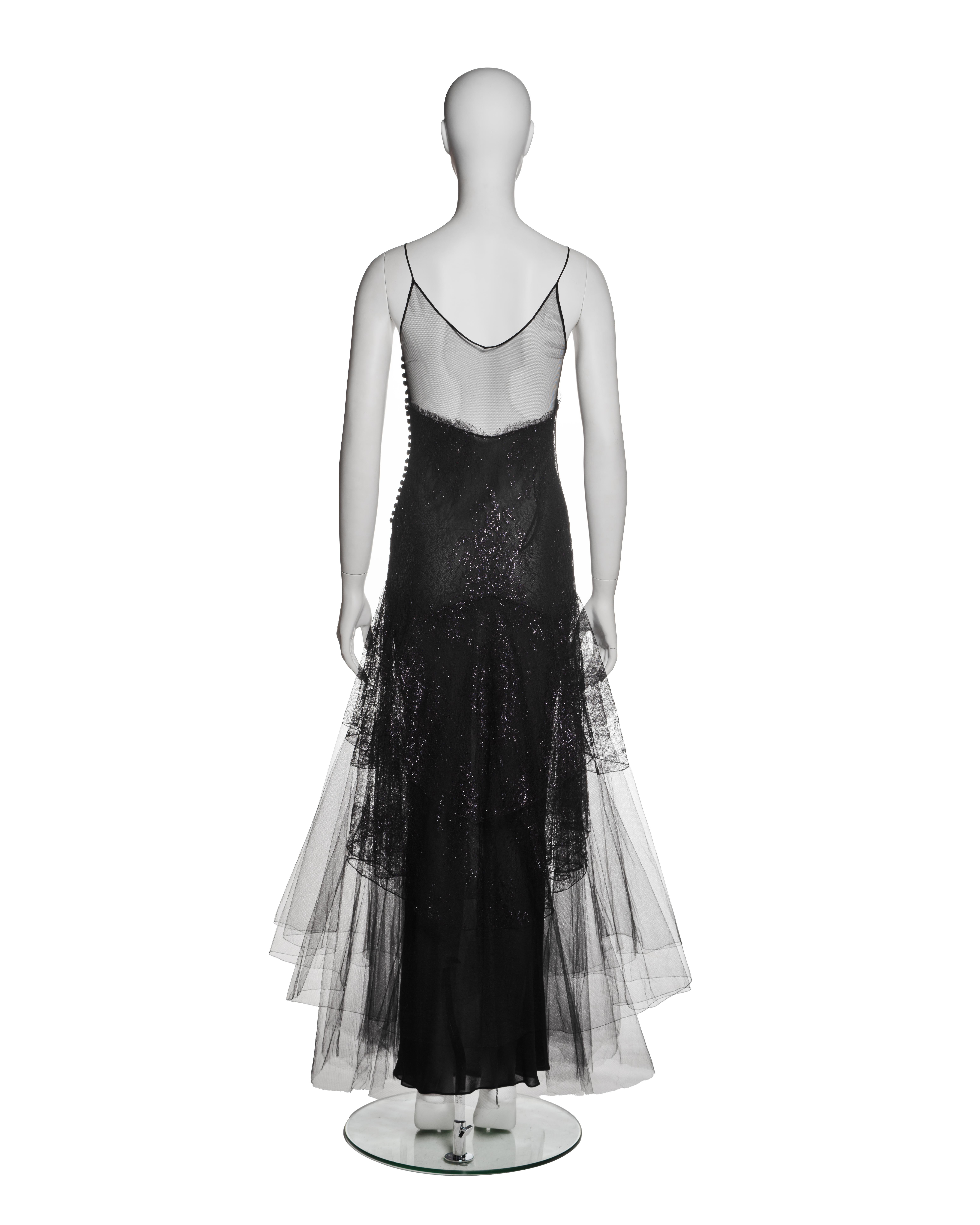 Christian Dior by John Galliano Black Lace and Tulle Evening Dress, FW 2002 5