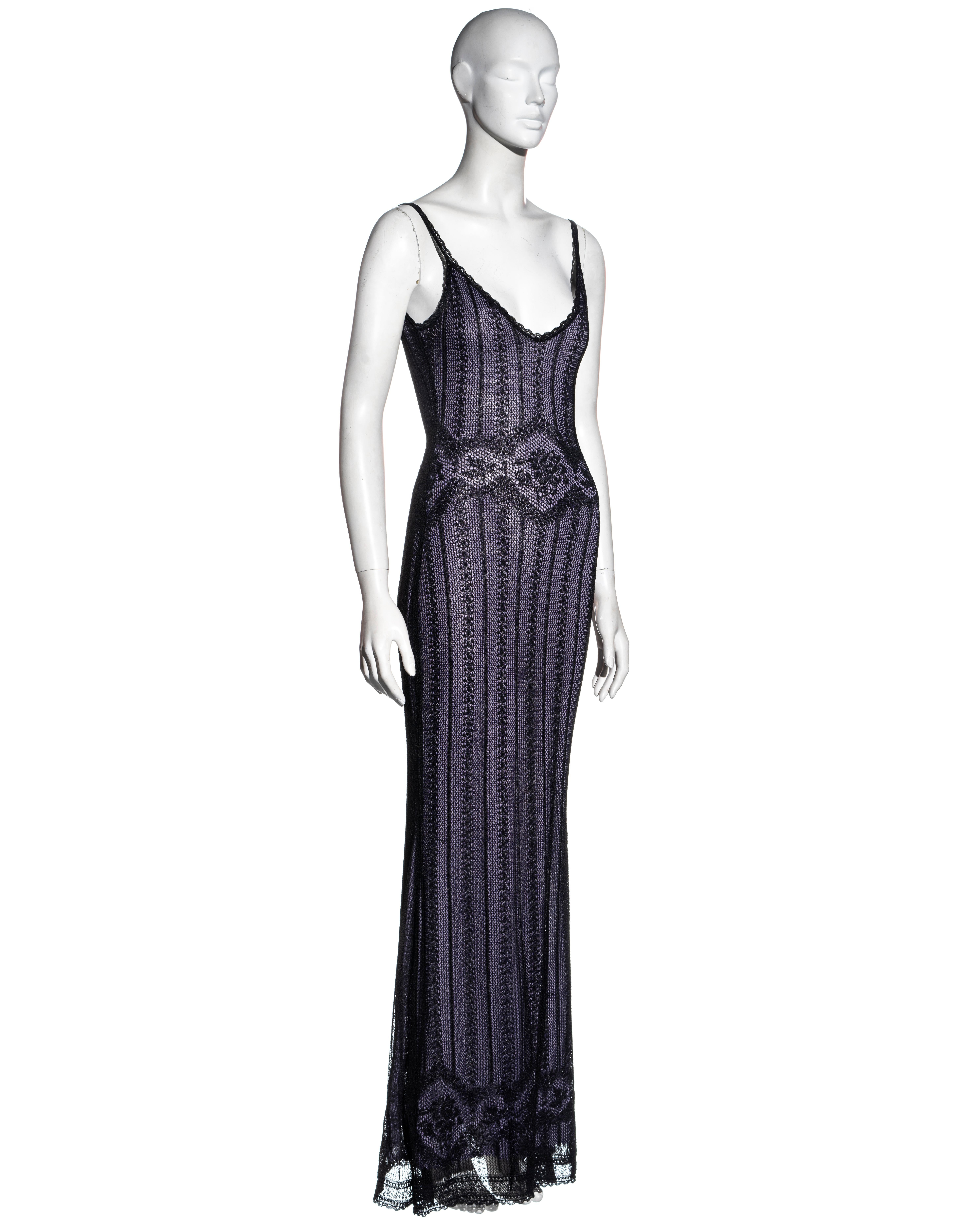 Women's Christian Dior by John Galliano black lace evening dress and shawl, fw 1998 For Sale