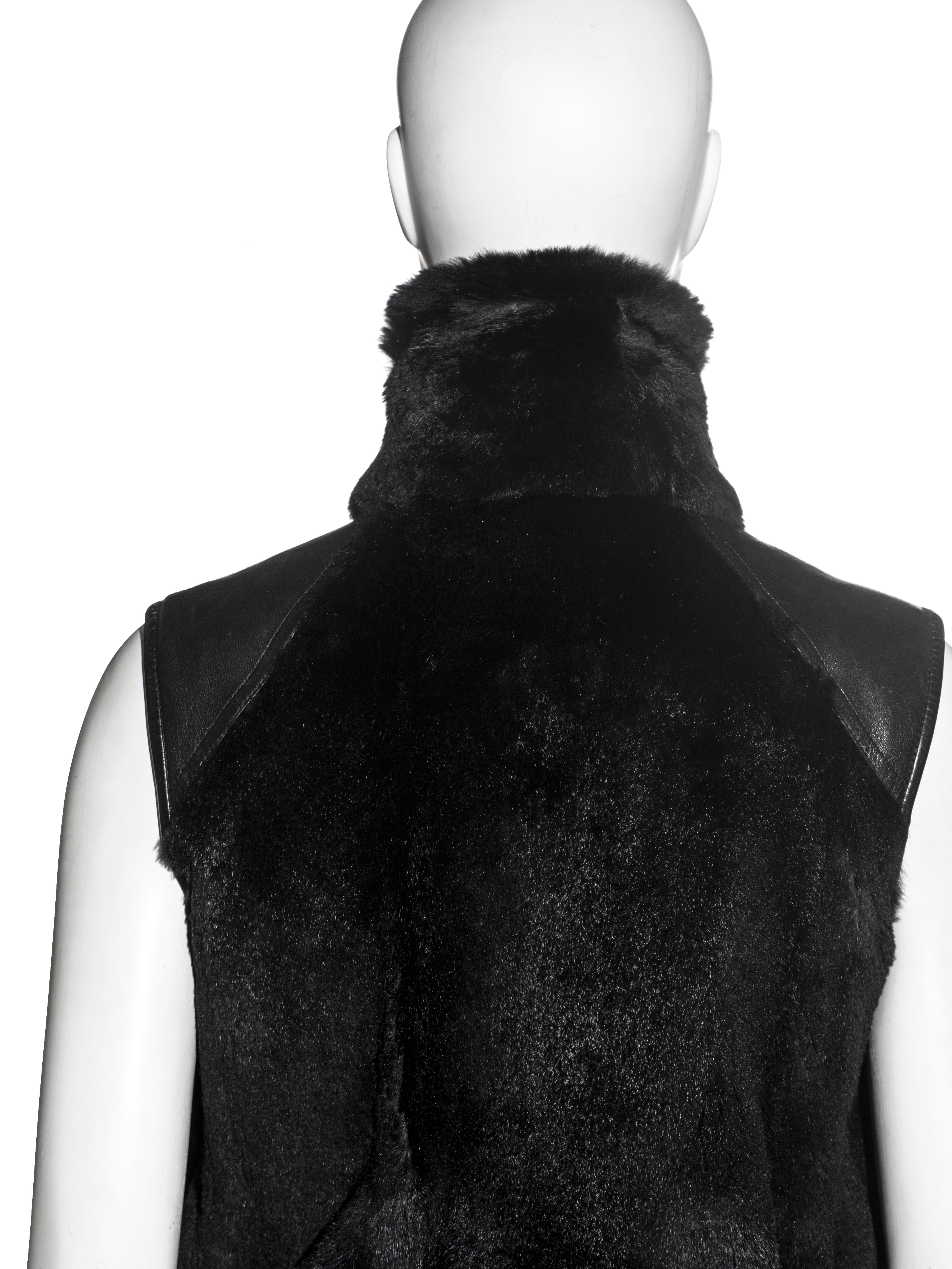 Christian Dior by John Galliano black leather and fur gillet, fw 2003 For Sale 2