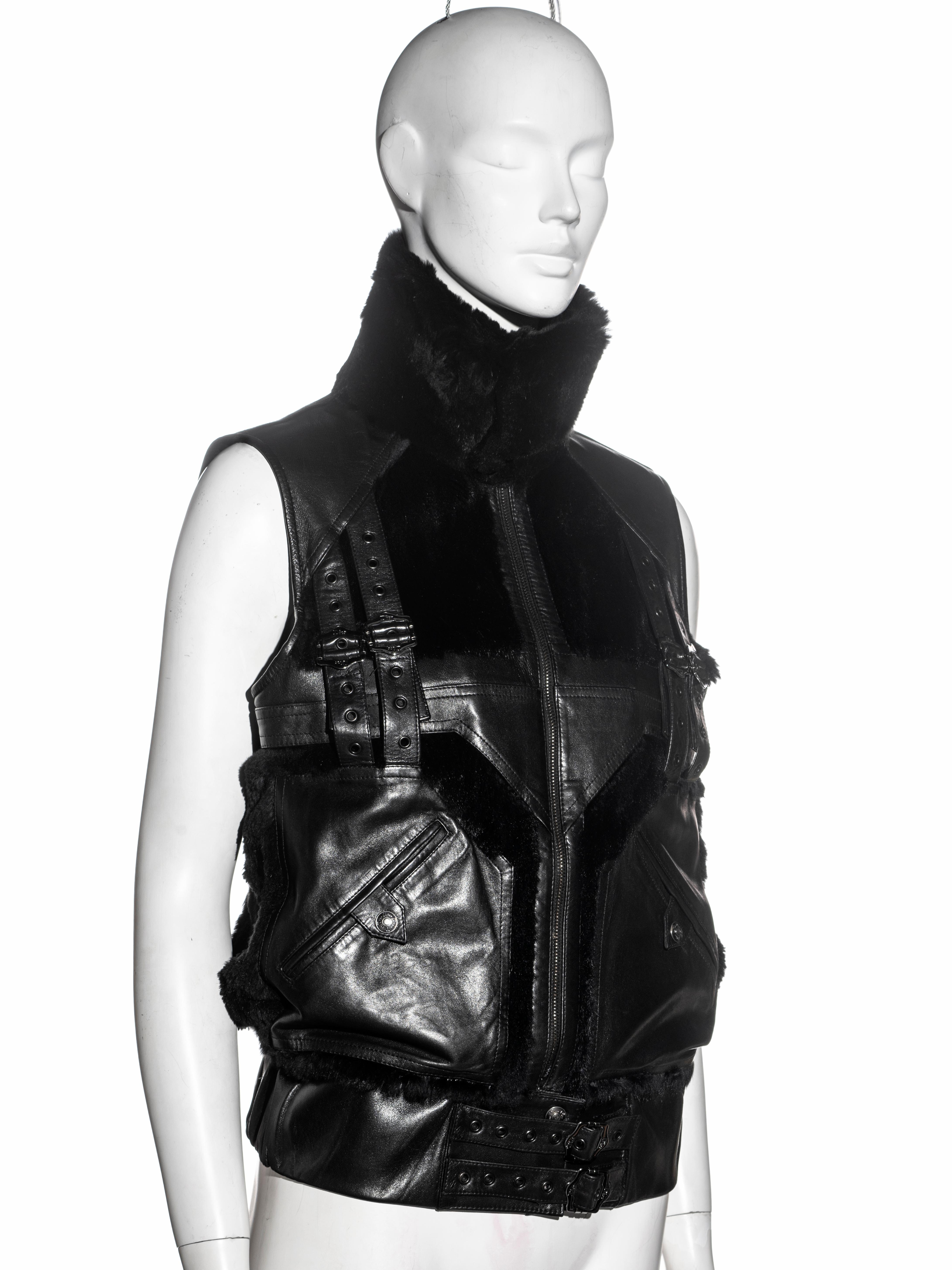 Christian Dior by John Galliano black leather and fur gillet, fw 2003 ...