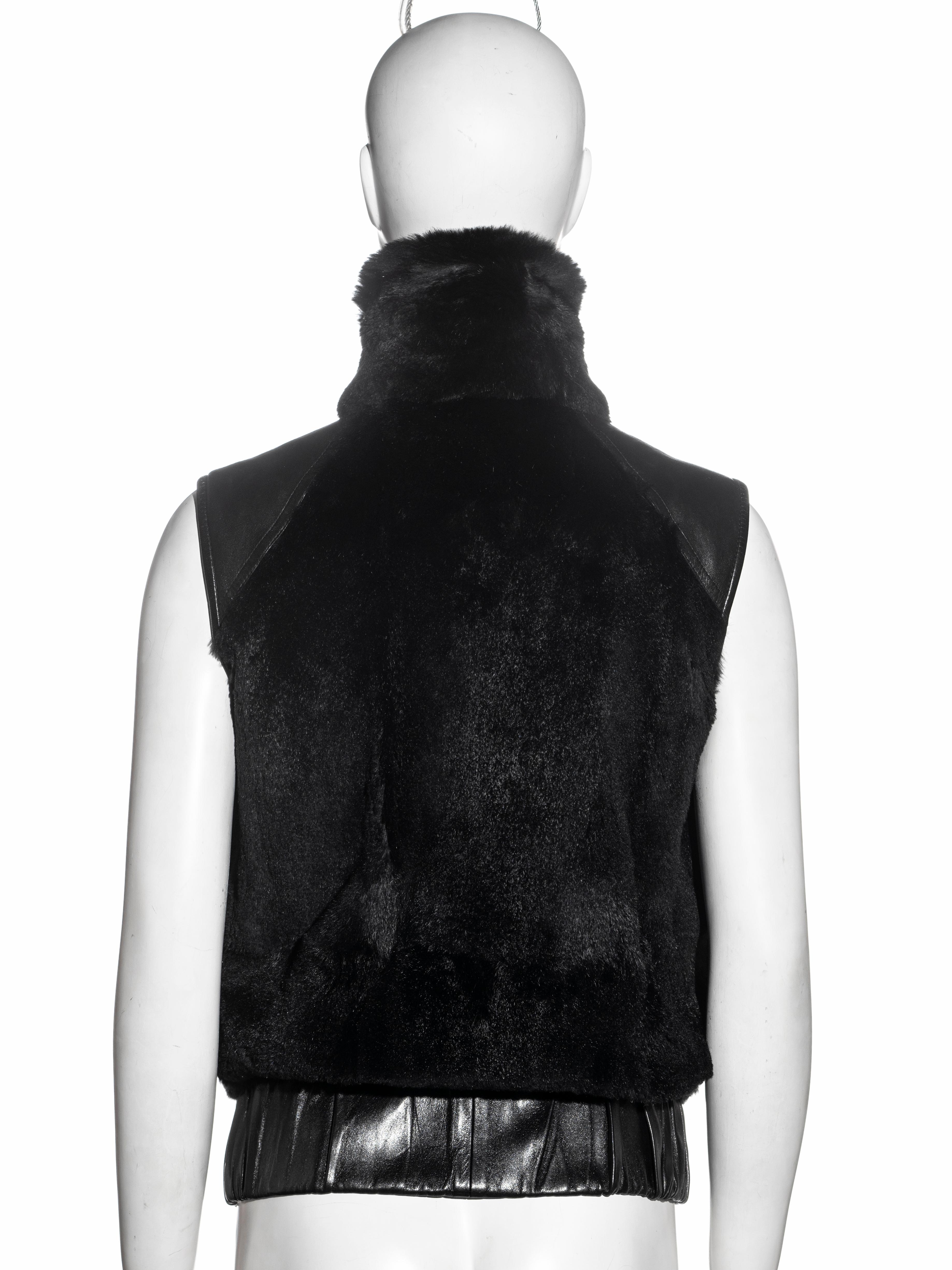 Christian Dior by John Galliano black leather and fur gillet, fw 2003 For Sale 1