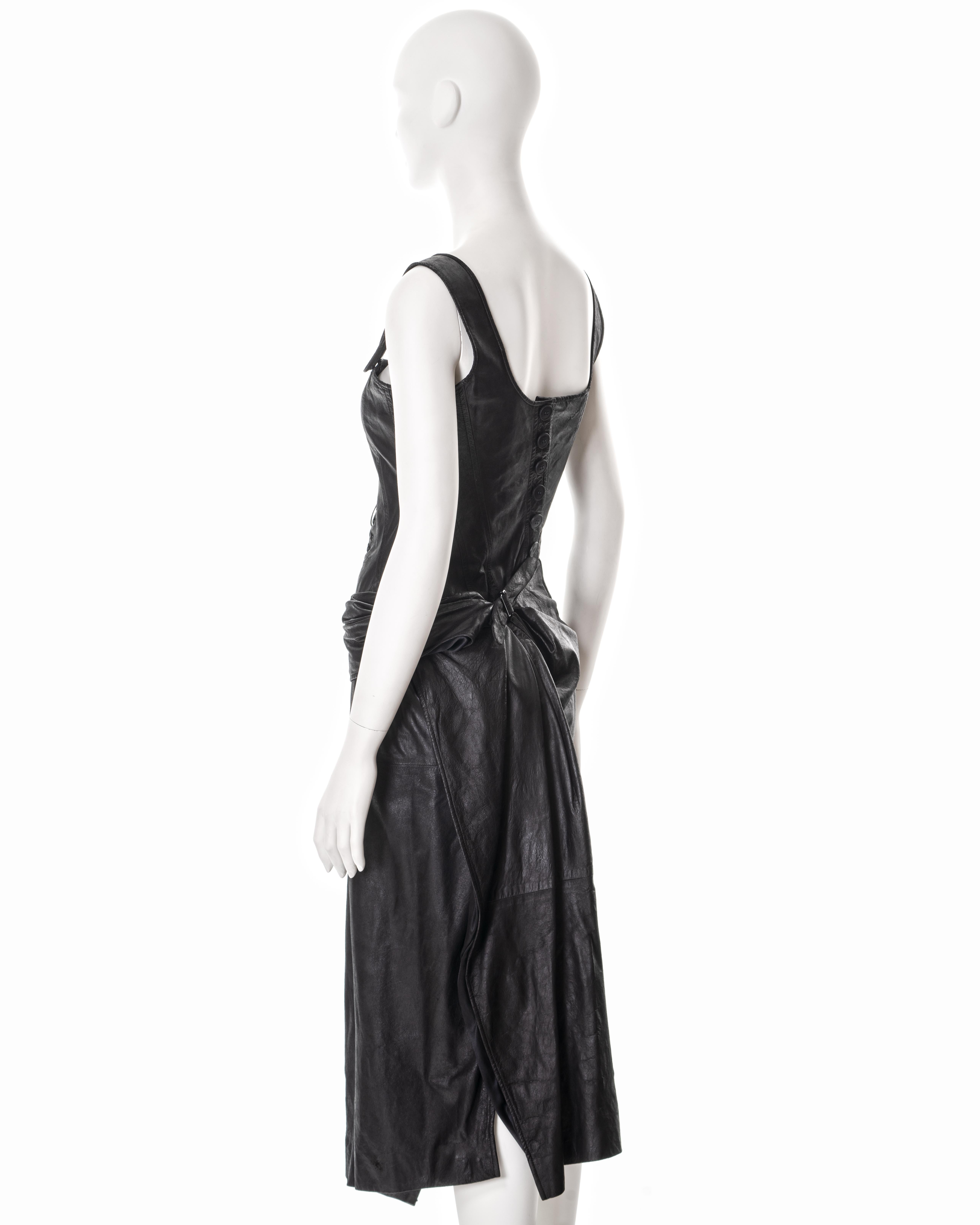 Christian Dior by John Galliano black leather deconstructed dress, ss 2000 6