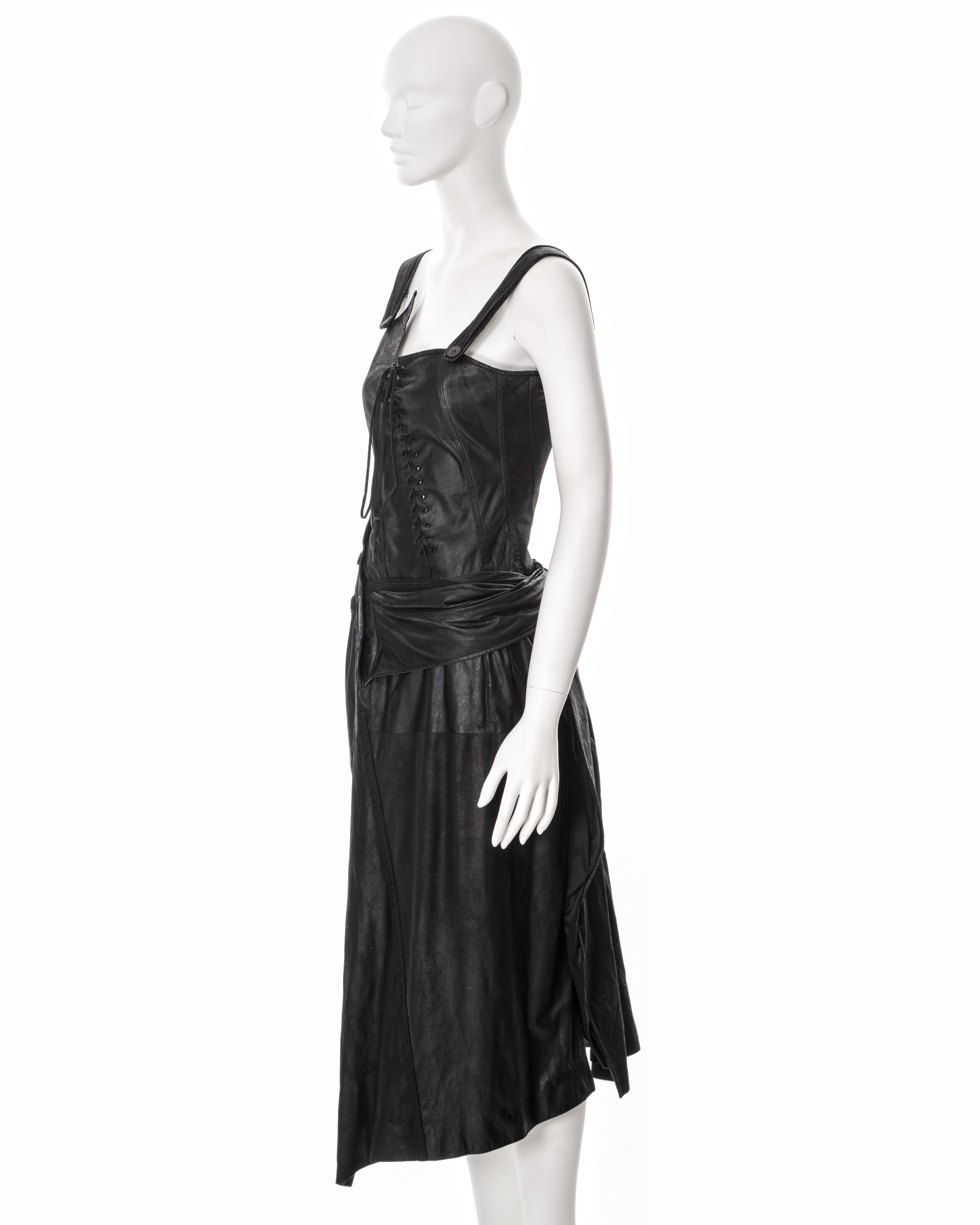 Christian Dior by John Galliano black leather deconstructed dress, ss 2000 7