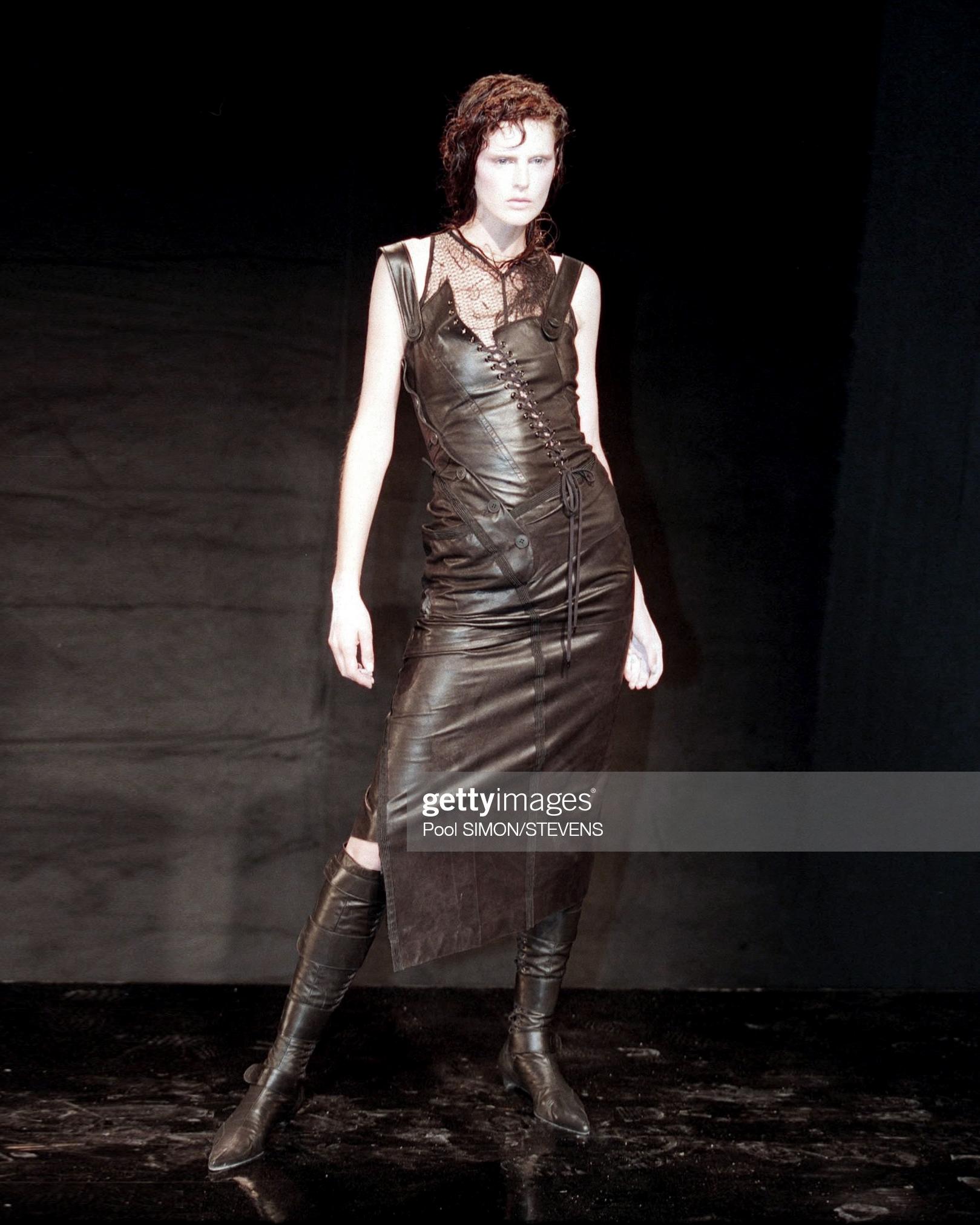 Christian Dior by John Galliano black leather deconstructed dress, ss 2000 In Excellent Condition In London, GB
