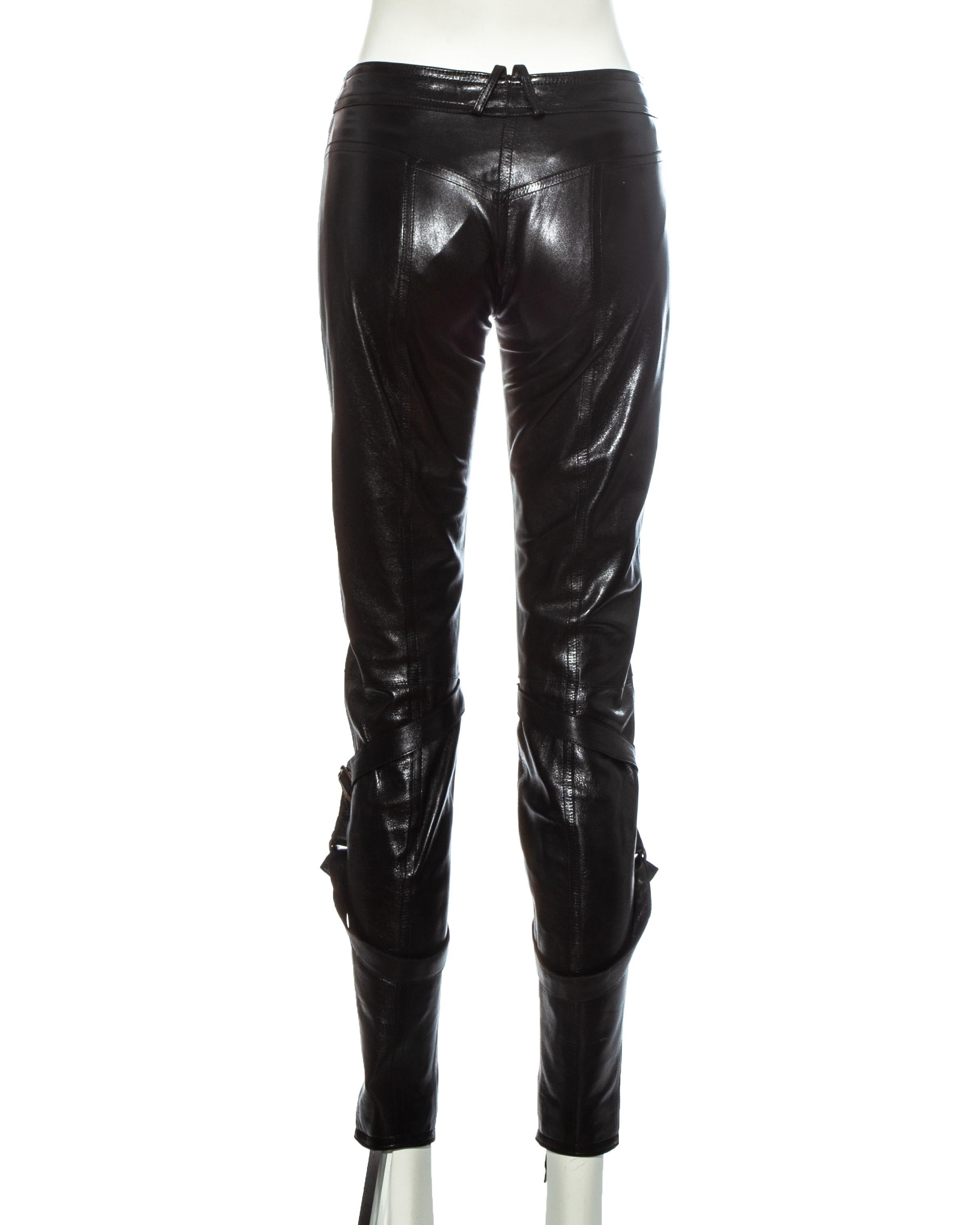 Christian Dior by John Galliano black leather lace up pants, fw 2003 In Excellent Condition For Sale In London, GB