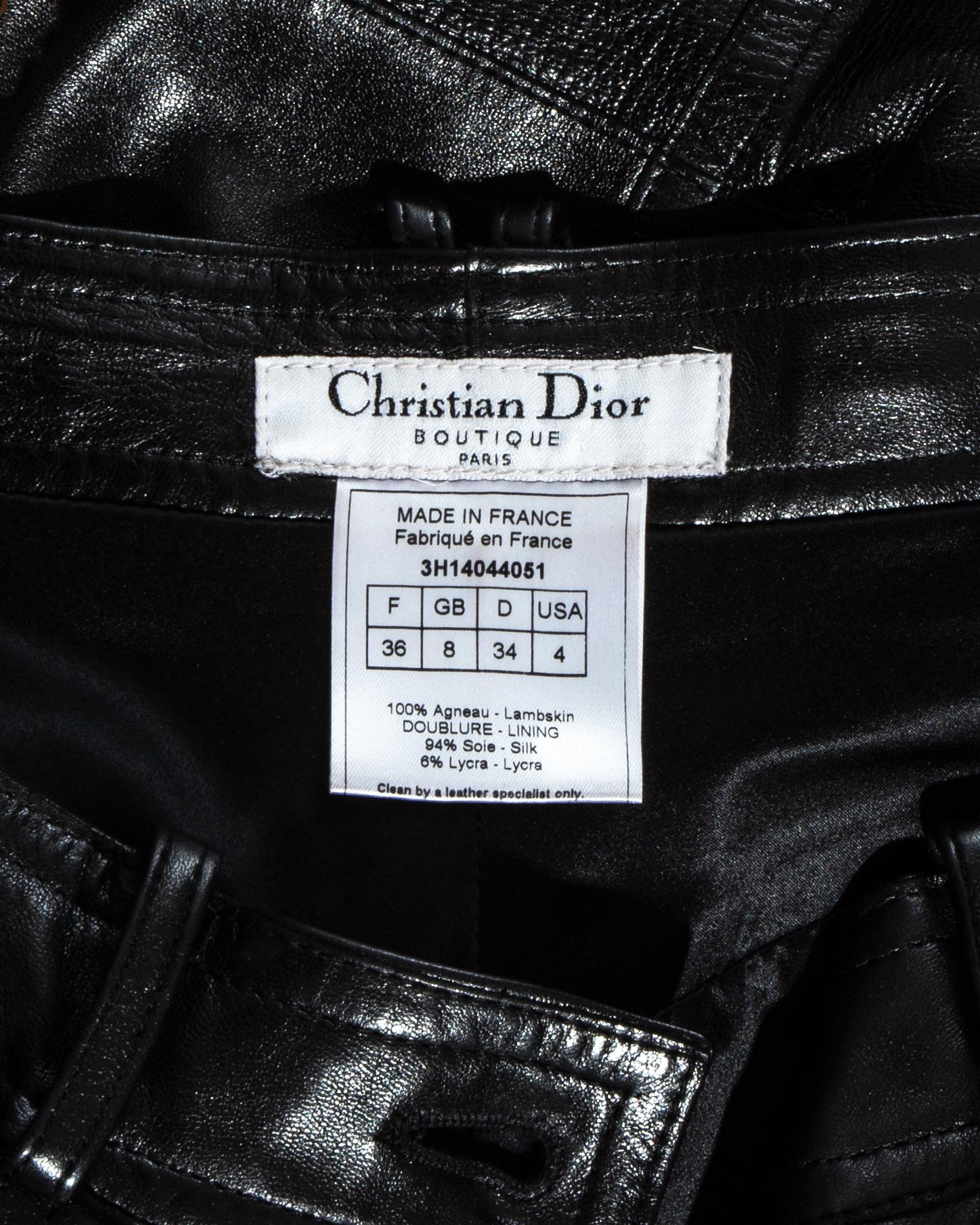 Women's Christian Dior by John Galliano black leather lace up pants, fw 2003 For Sale