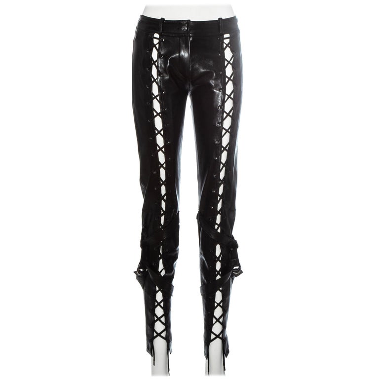 Christian Dior by John Galliano black leather lace up pants, fw 