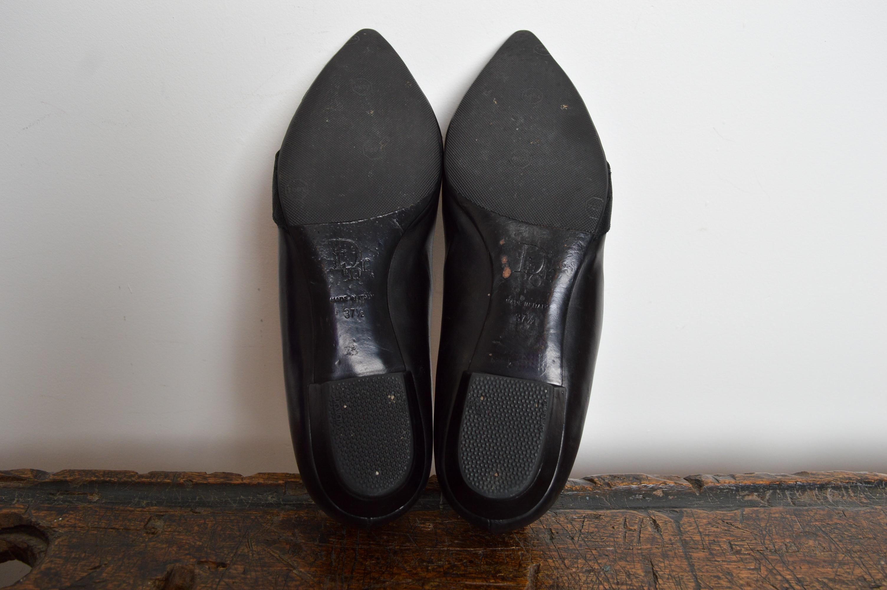 Christian Dior by John Galliano Black Leather Pointed ballet flat Buckle Pumps in vendita 7