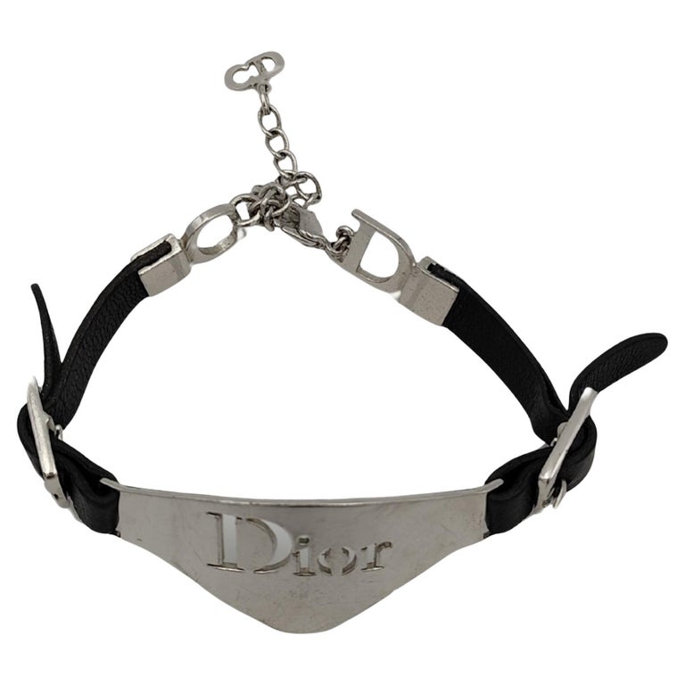 Christian Dior by John Galliano black leather silver logo  display picture 1
