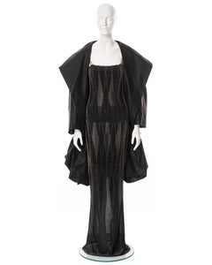 Christian Dior by John Galliano black lurex evening dress and coat, ss 1999