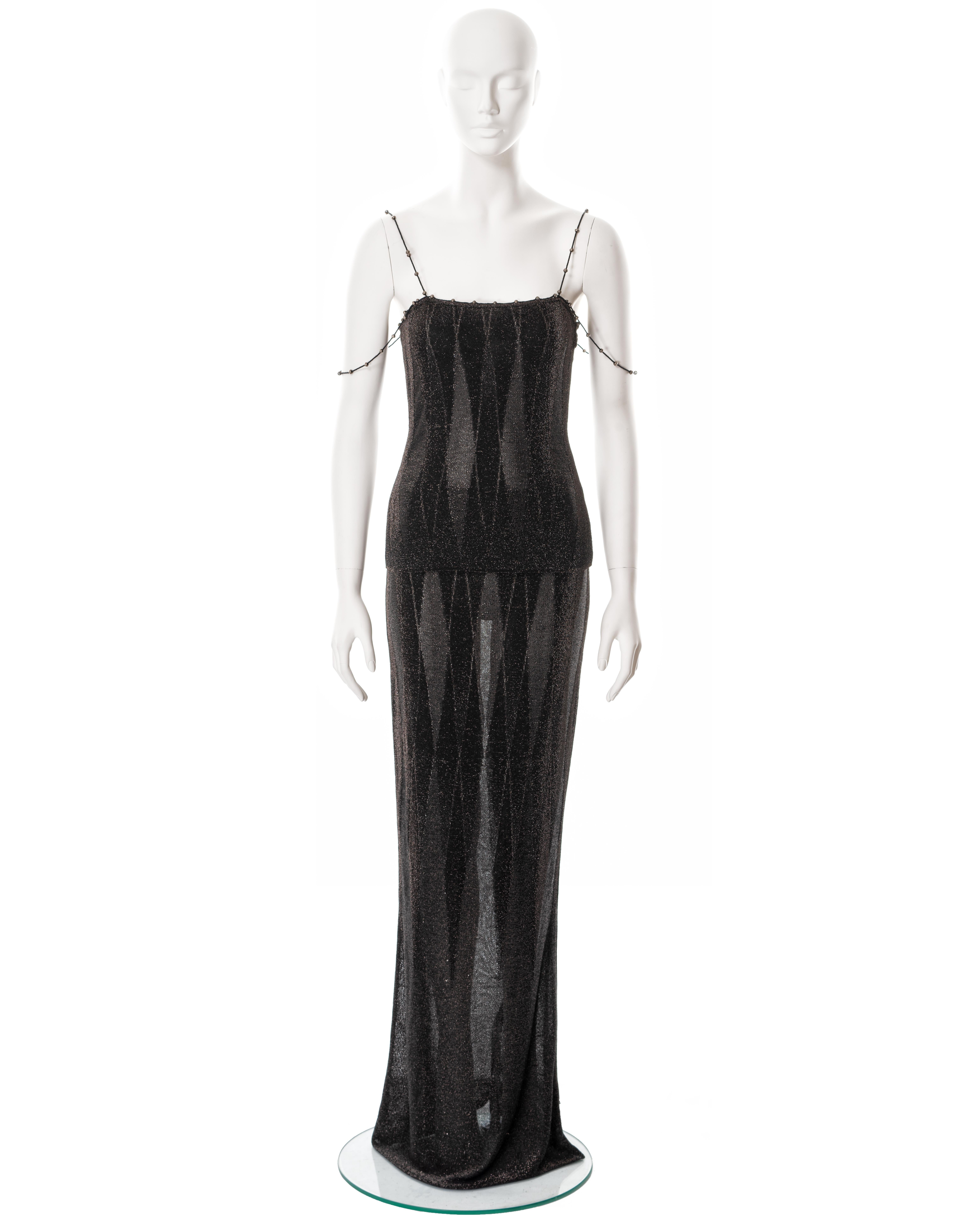 Christian Dior by John Galliano black lurex evening dress and coat, ss 1999 In Excellent Condition For Sale In London, GB