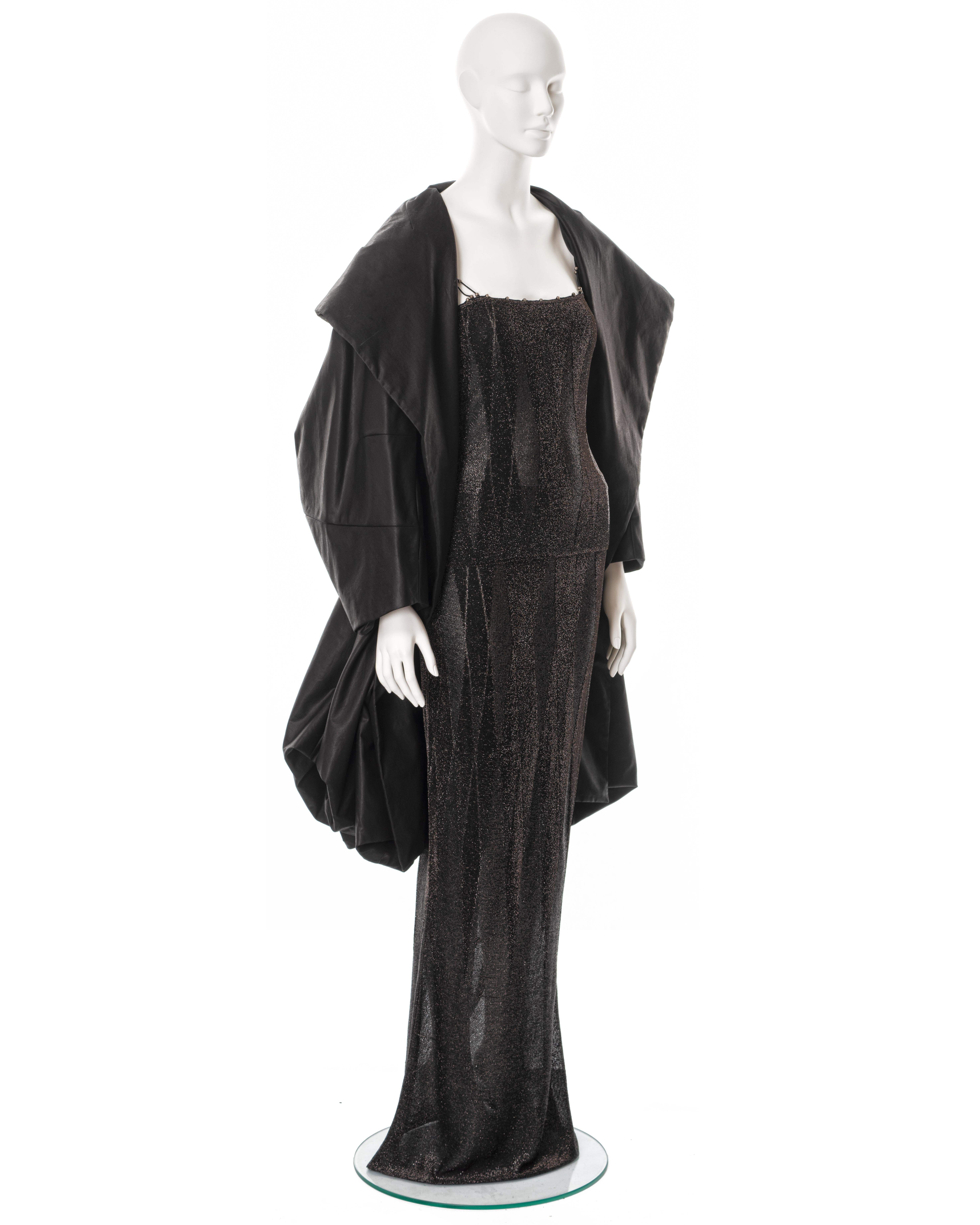Christian Dior by John Galliano black lurex evening dress and coat, ss 1999 For Sale 2