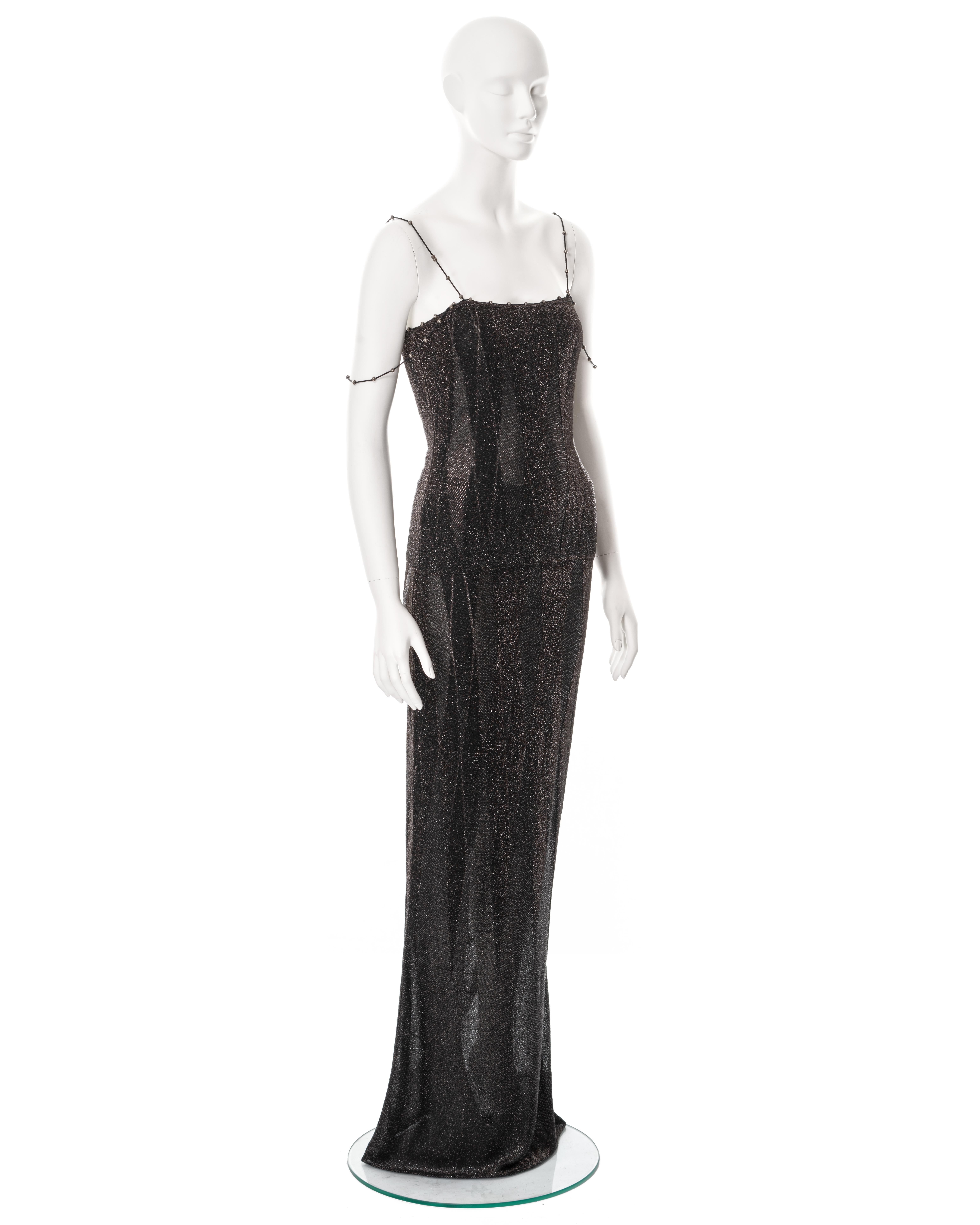 Christian Dior by John Galliano black lurex evening dress and coat, ss 1999 For Sale 4