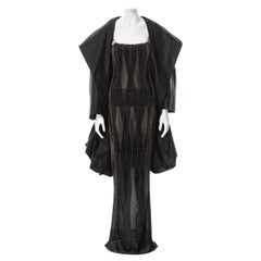 Christian Dior by John Galliano Schwarzes Abendkleid und Mantel aus Lurex aus Lurex, Frühjahr/Sommer 1999