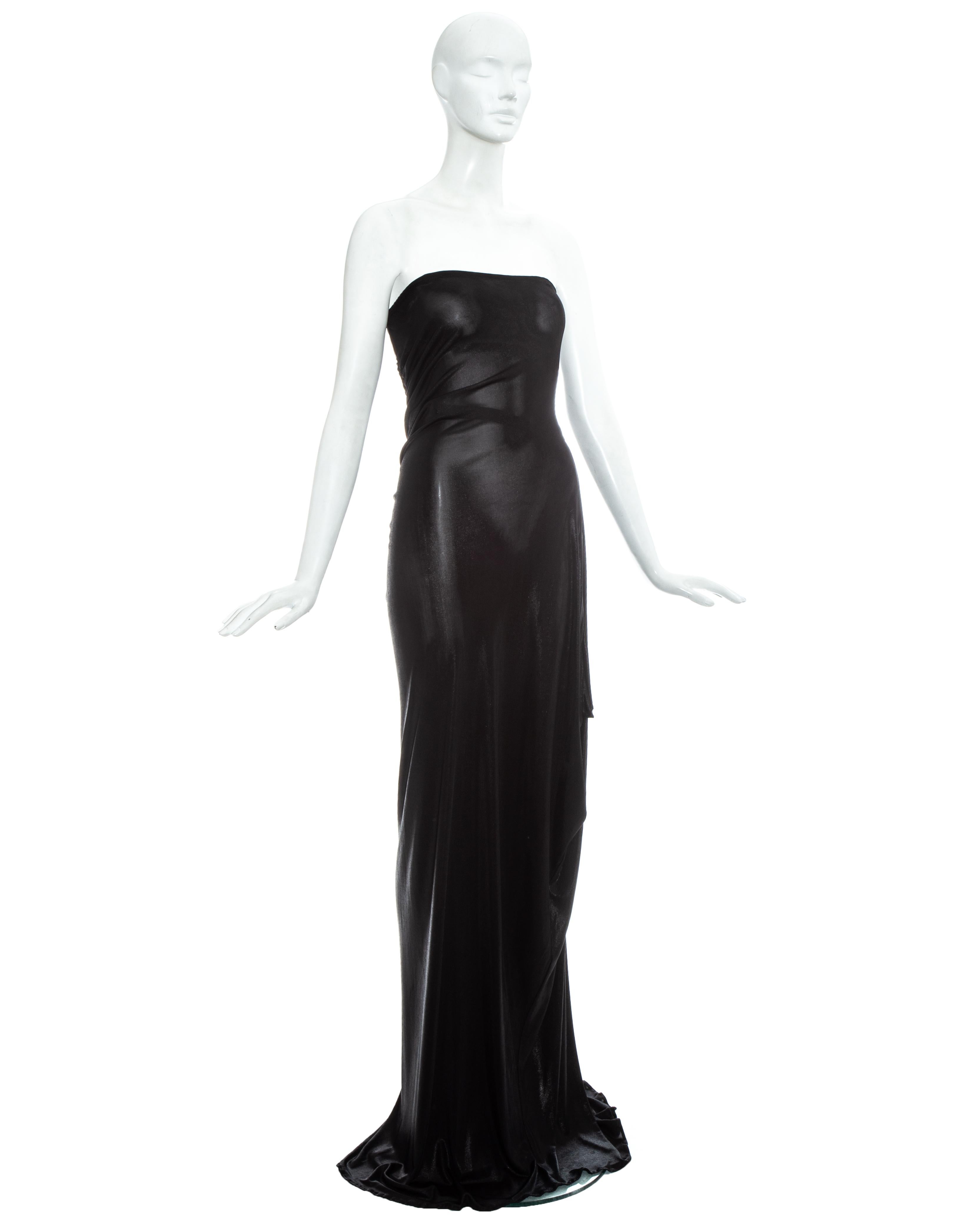 Christian Dior by John Galliano black lycra strapless maxi dress with pleated seam on bust and draped maxi skirt.

Resort 2007