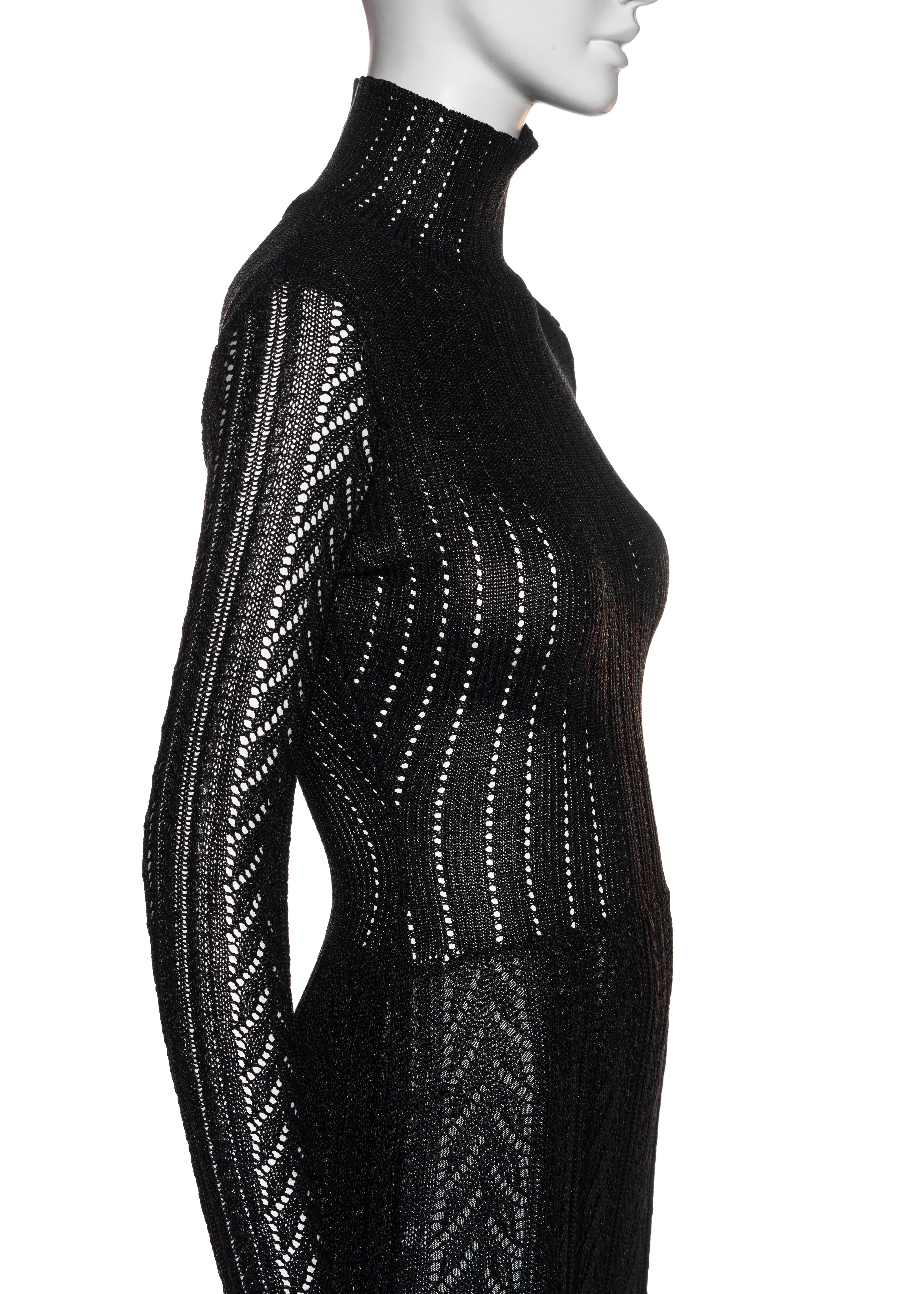 Christian Dior by John Galliano black metallic crochet knit maxi dress, fw 1999 In Excellent Condition In London, GB
