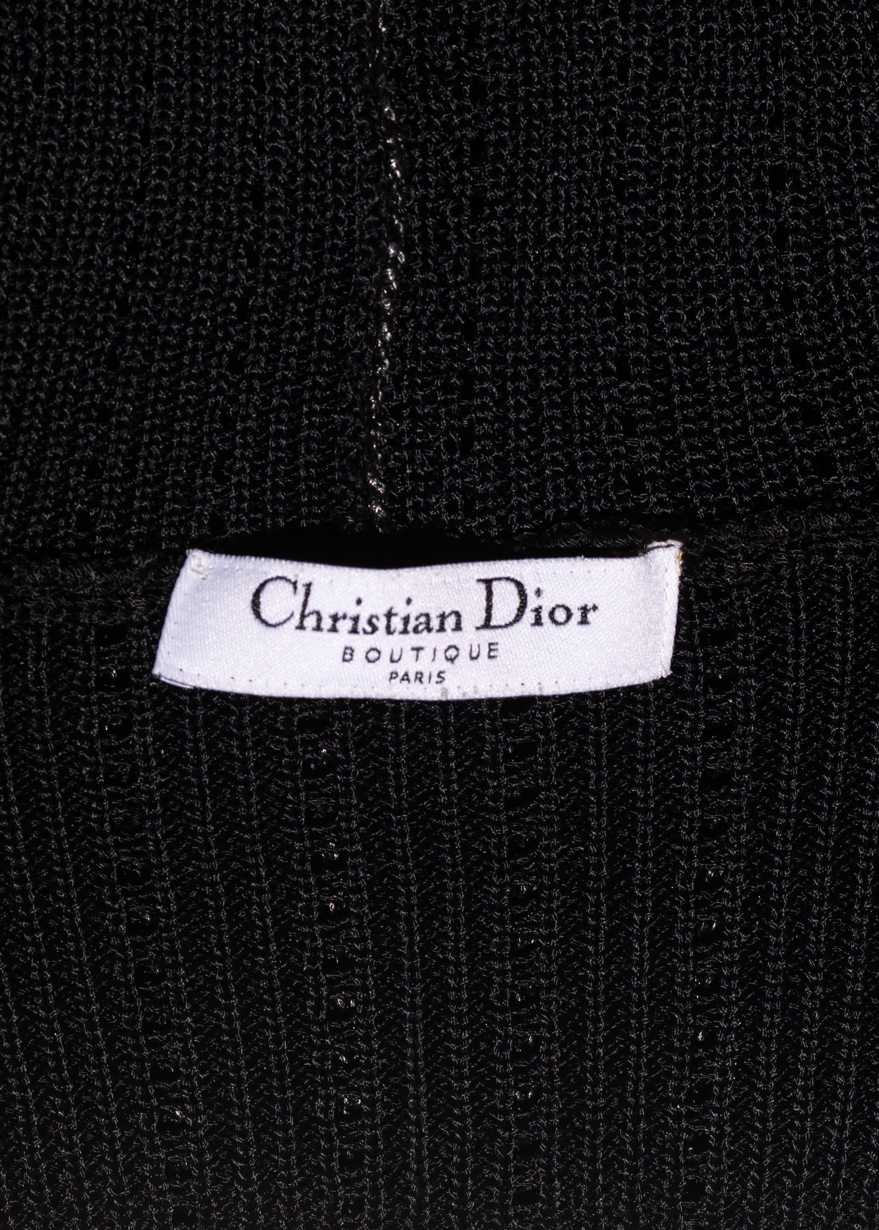 Christian Dior by John Galliano black metallic crochet knit maxi dress, fw 1999 1