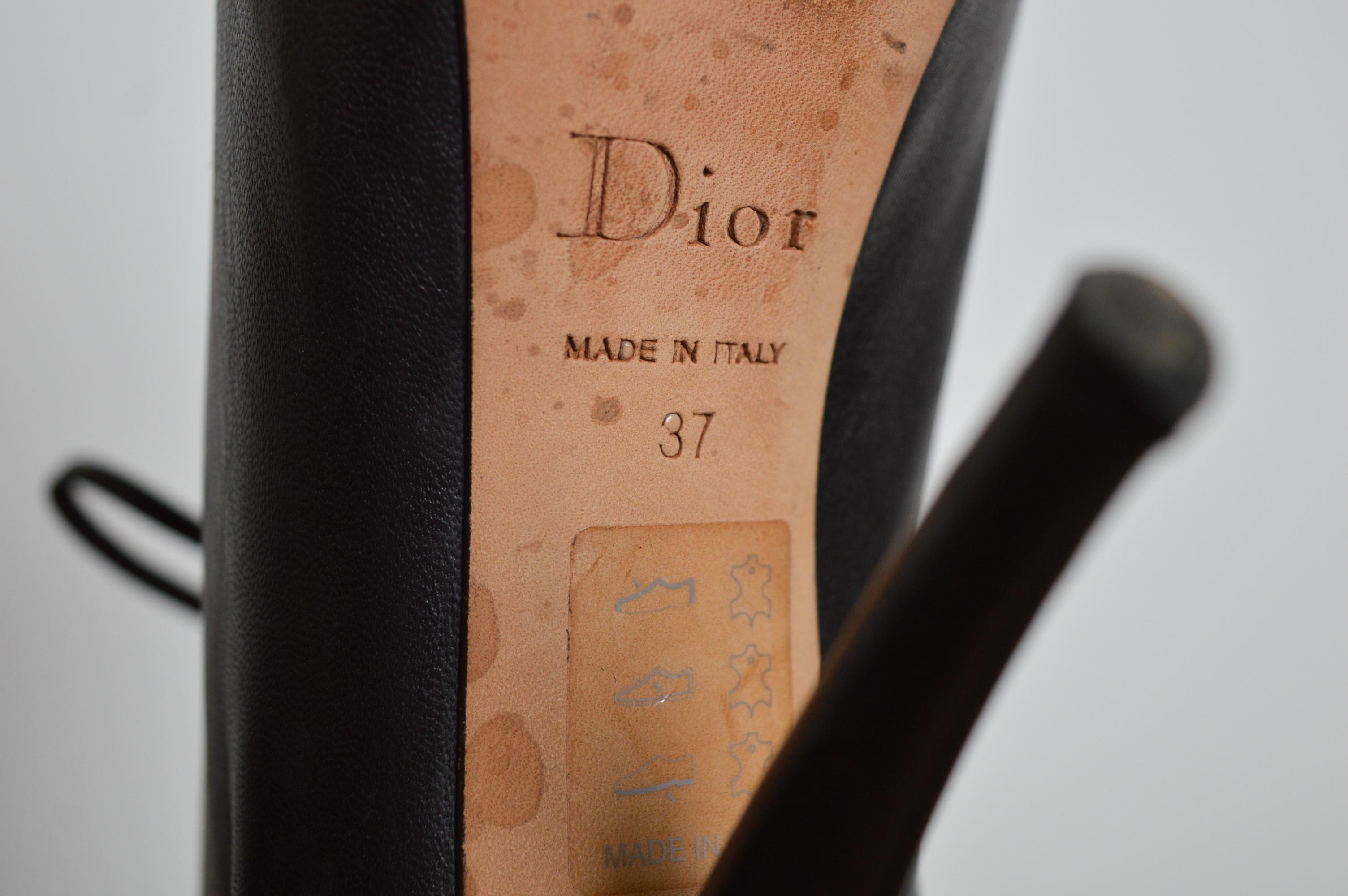 Christian Dior by John Galliano Black Ornate Leather Runway lace Up ankle Shoe - For Sale 10