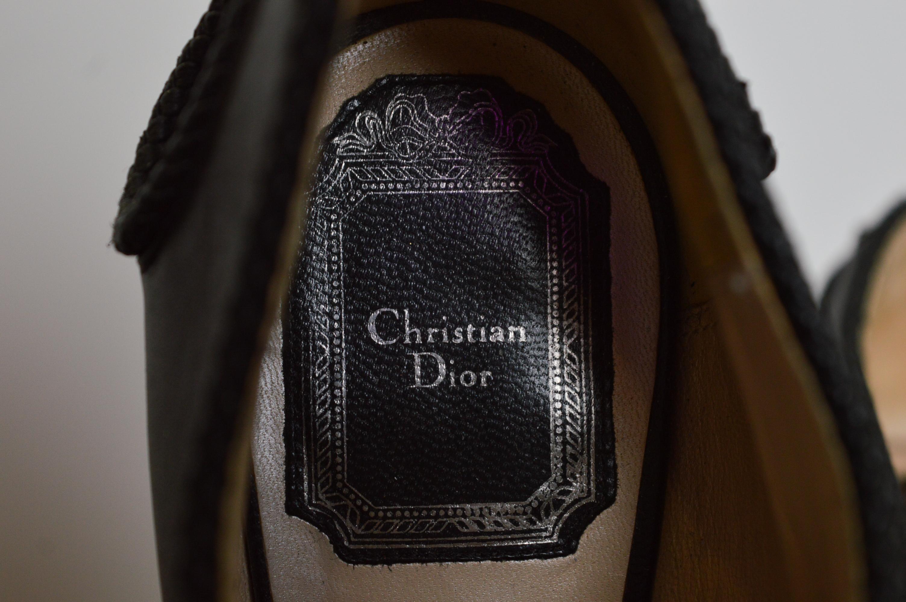 Christian Dior by John Galliano Black Ornate Leather Runway lace Up ankle Shoe - For Sale 12