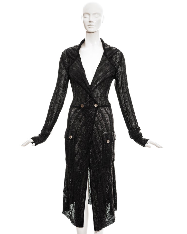 Christian Dior by John Galliano black rayon knitted evening cardigan, ss  1999 For Sale at 1stDibs