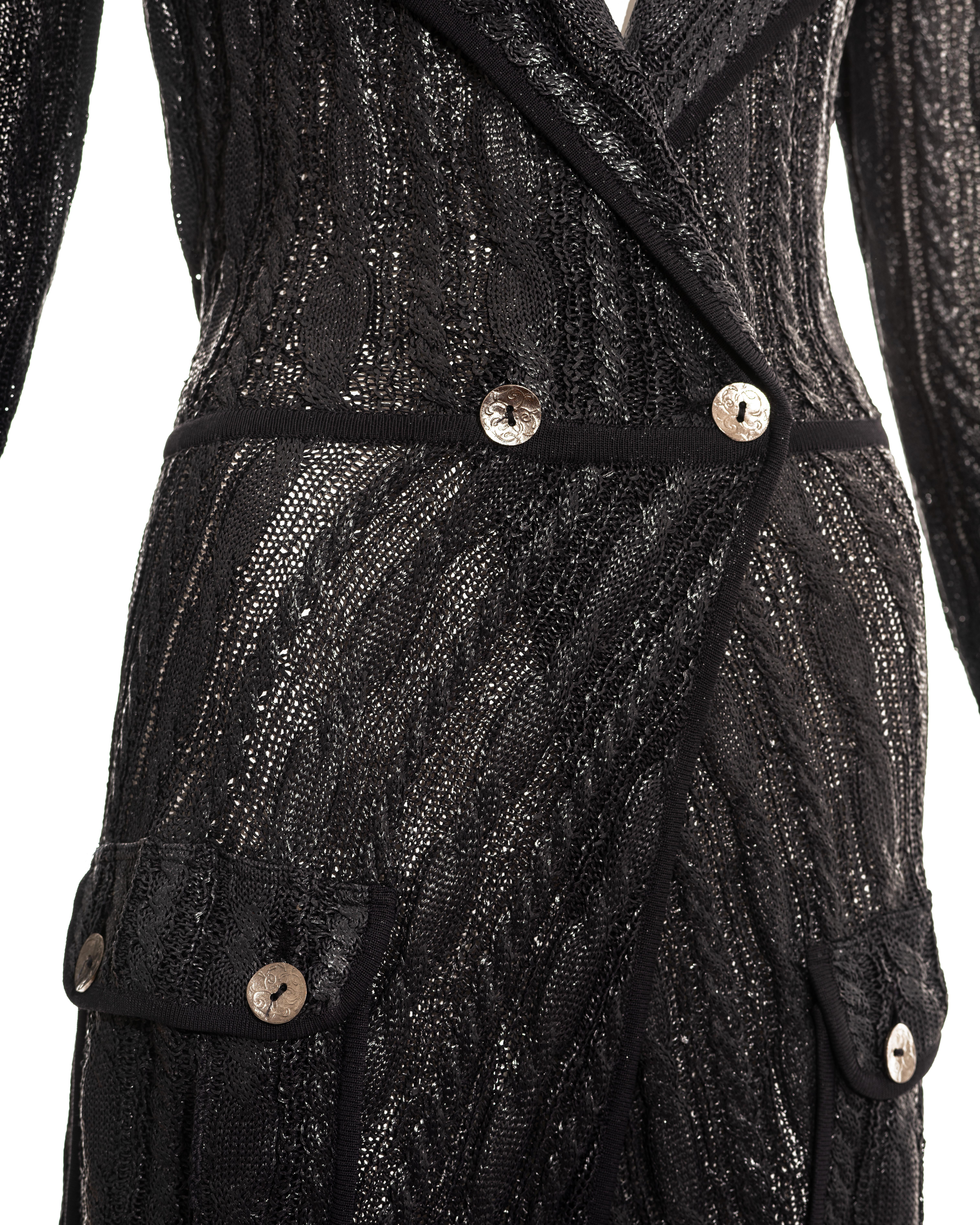 Black Christian Dior by John Galliano black rayon knitted evening cardigan, ss 1999 For Sale