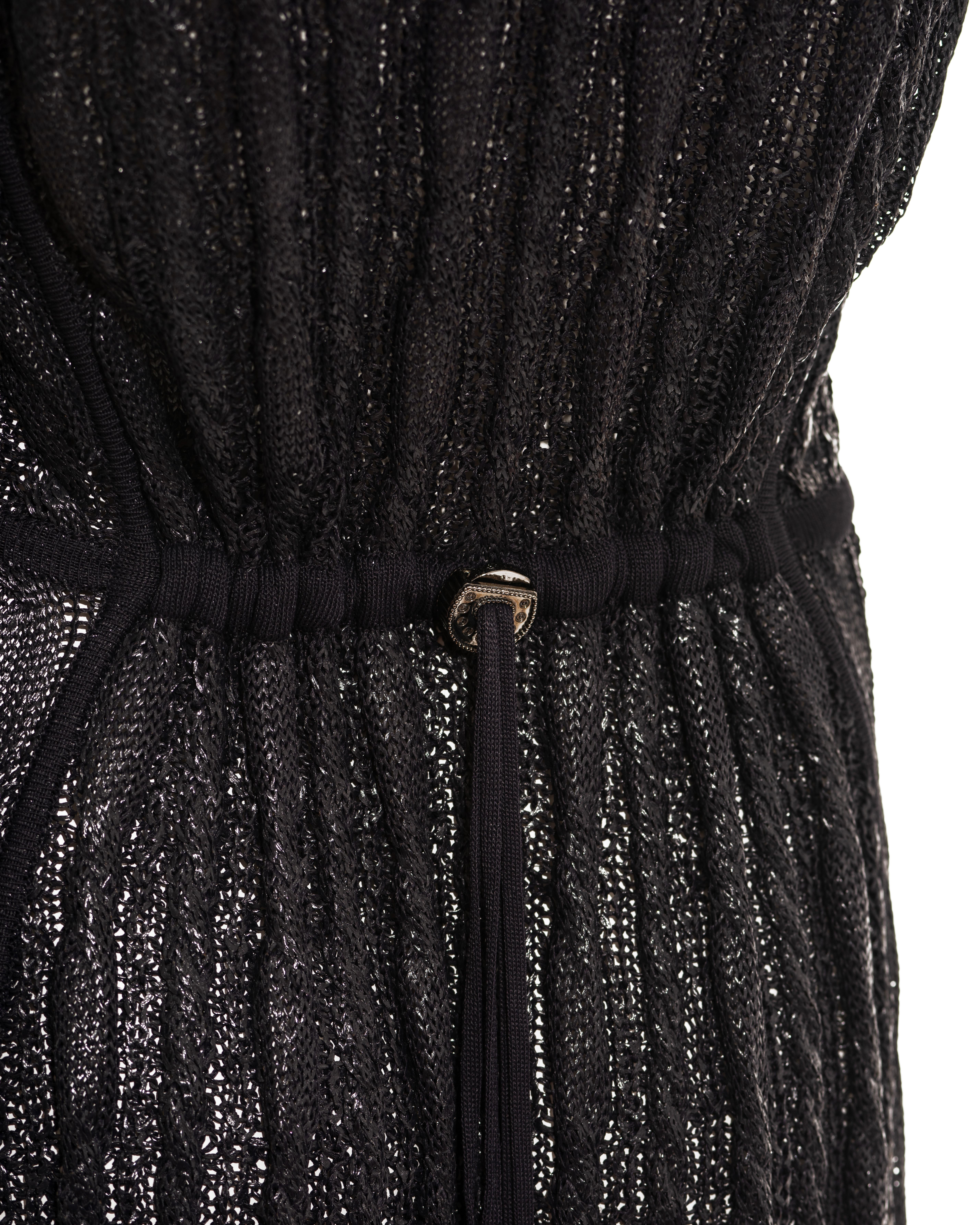 Christian Dior par John Galliano - Cardigan de soirée en rayonne noire tricotée, P/E 1999 en vente 3