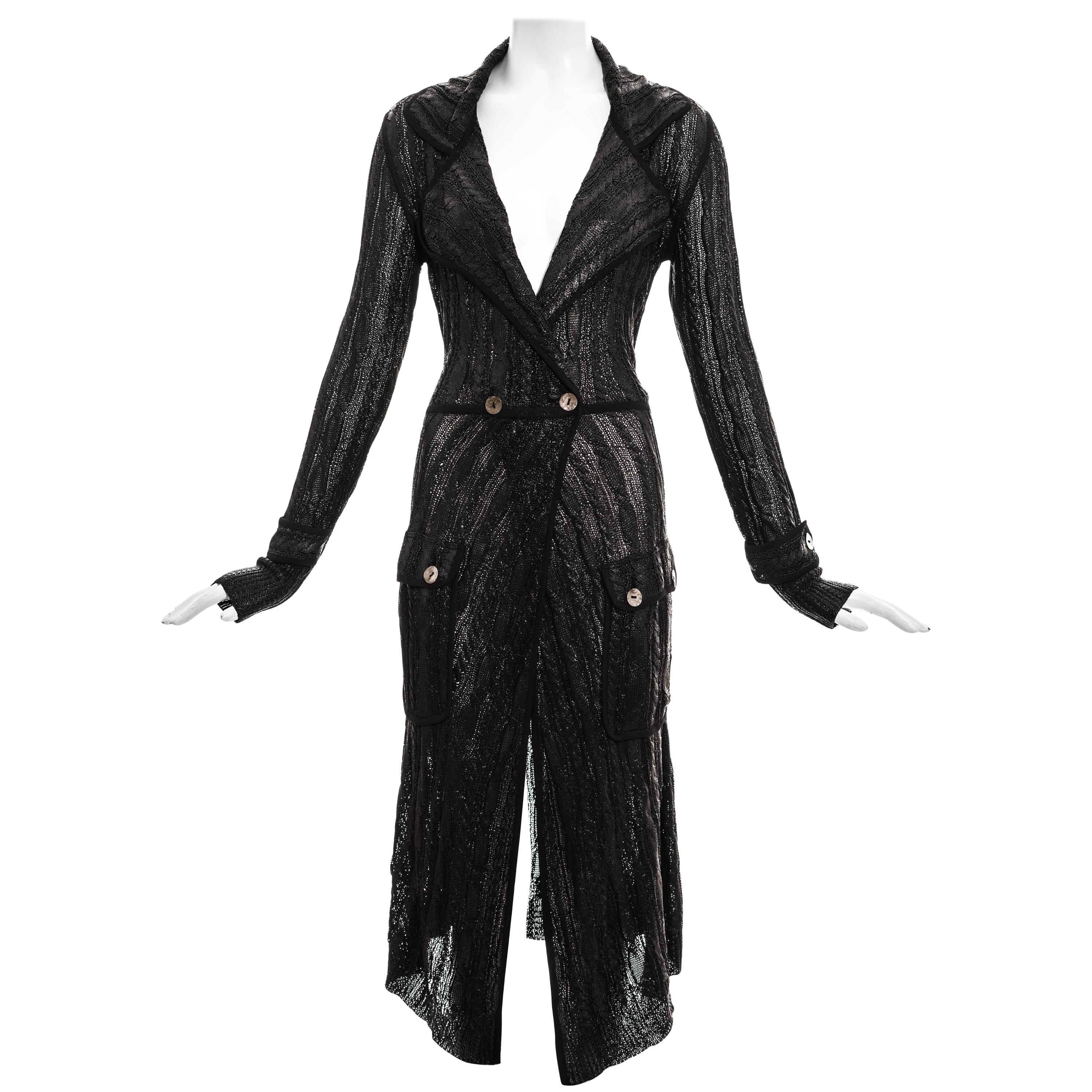 Christian Dior by John Galliano black rayon knitted evening cardigan, ss 1999 For Sale