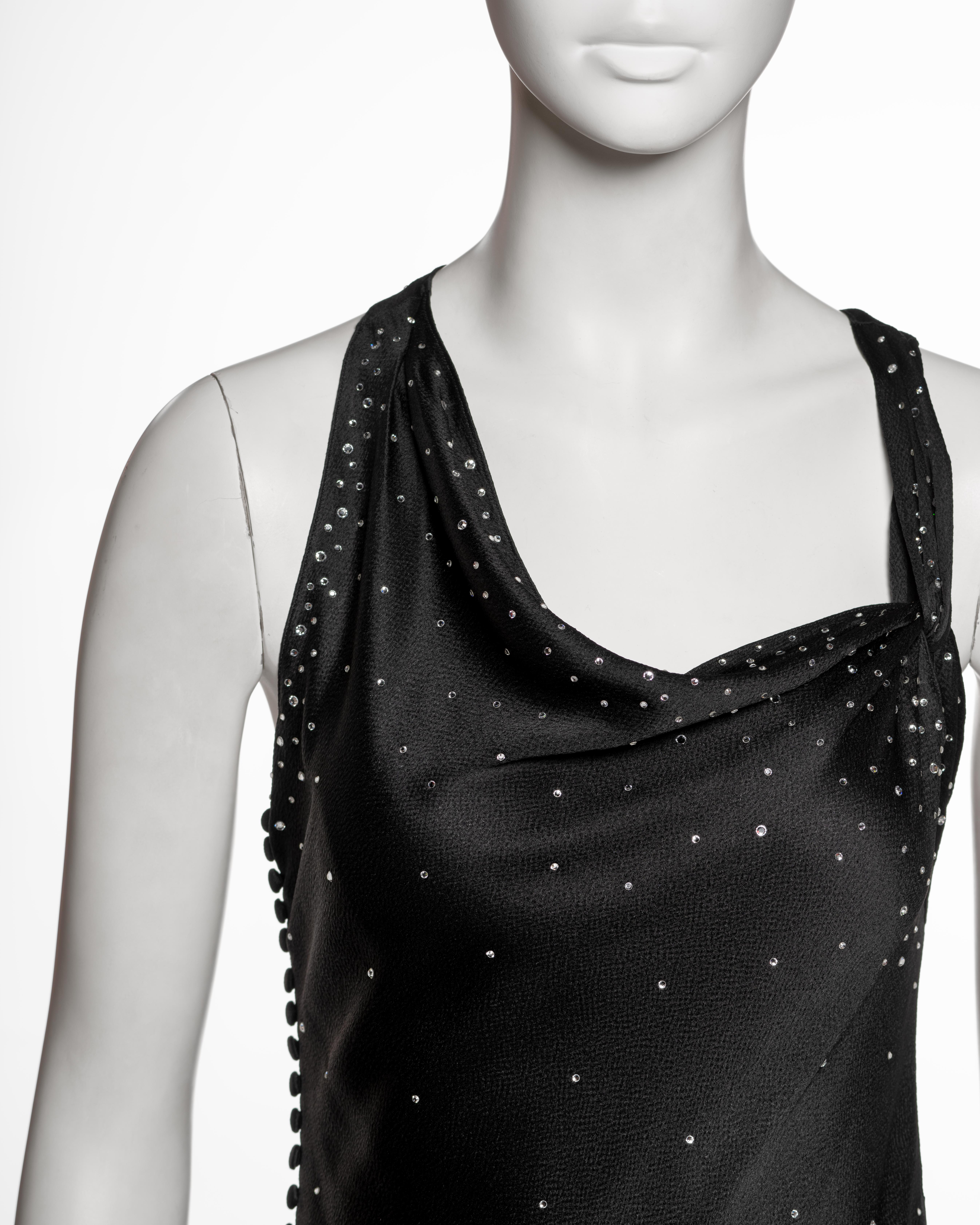 Robe de soirée en satin noir et cristaux de Christian Dior by John Galliano, SS 2000 Excellent état - En vente à London, GB