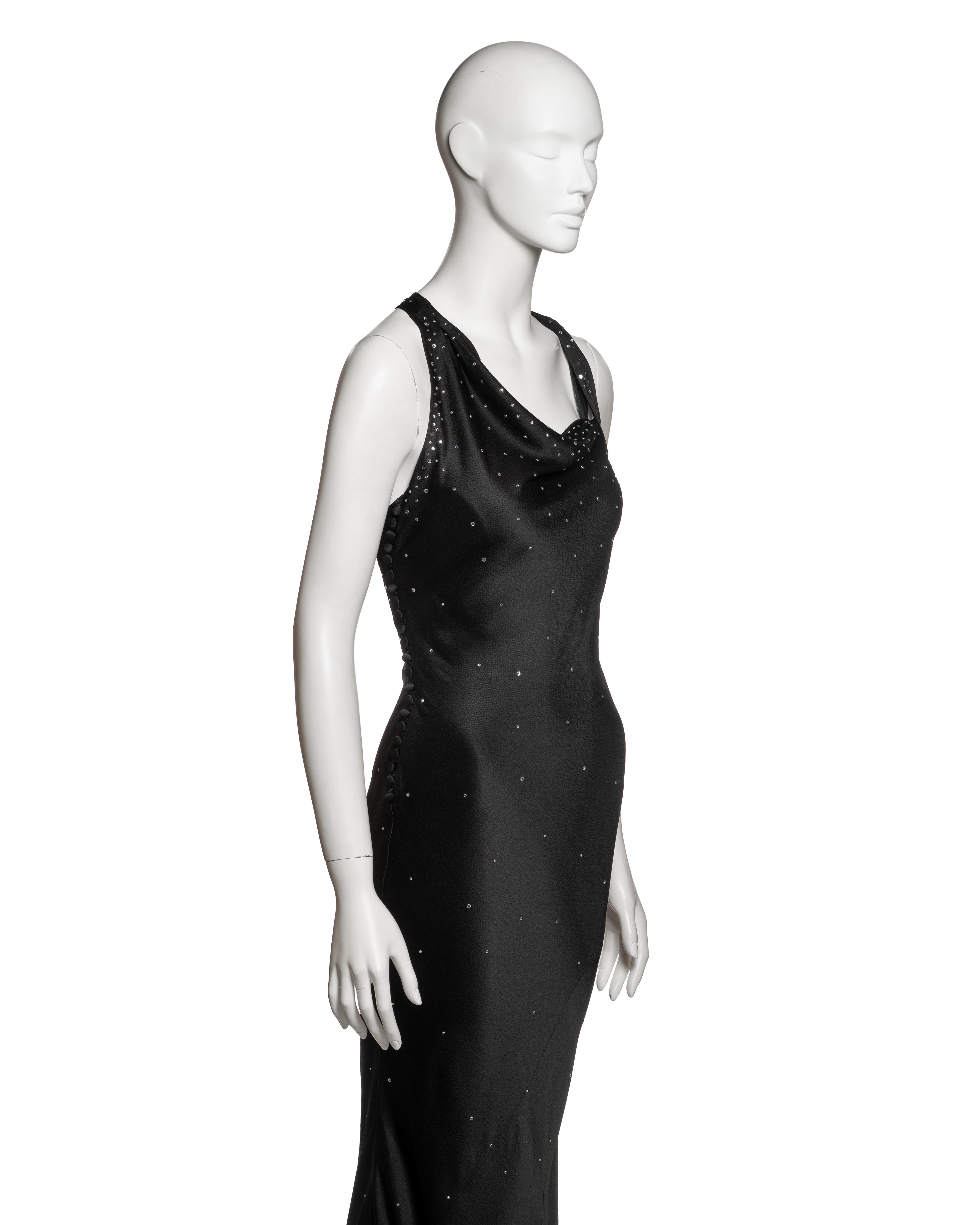 Robe de soirée en satin noir et cristaux de Christian Dior by John Galliano, SS 2000 en vente 1