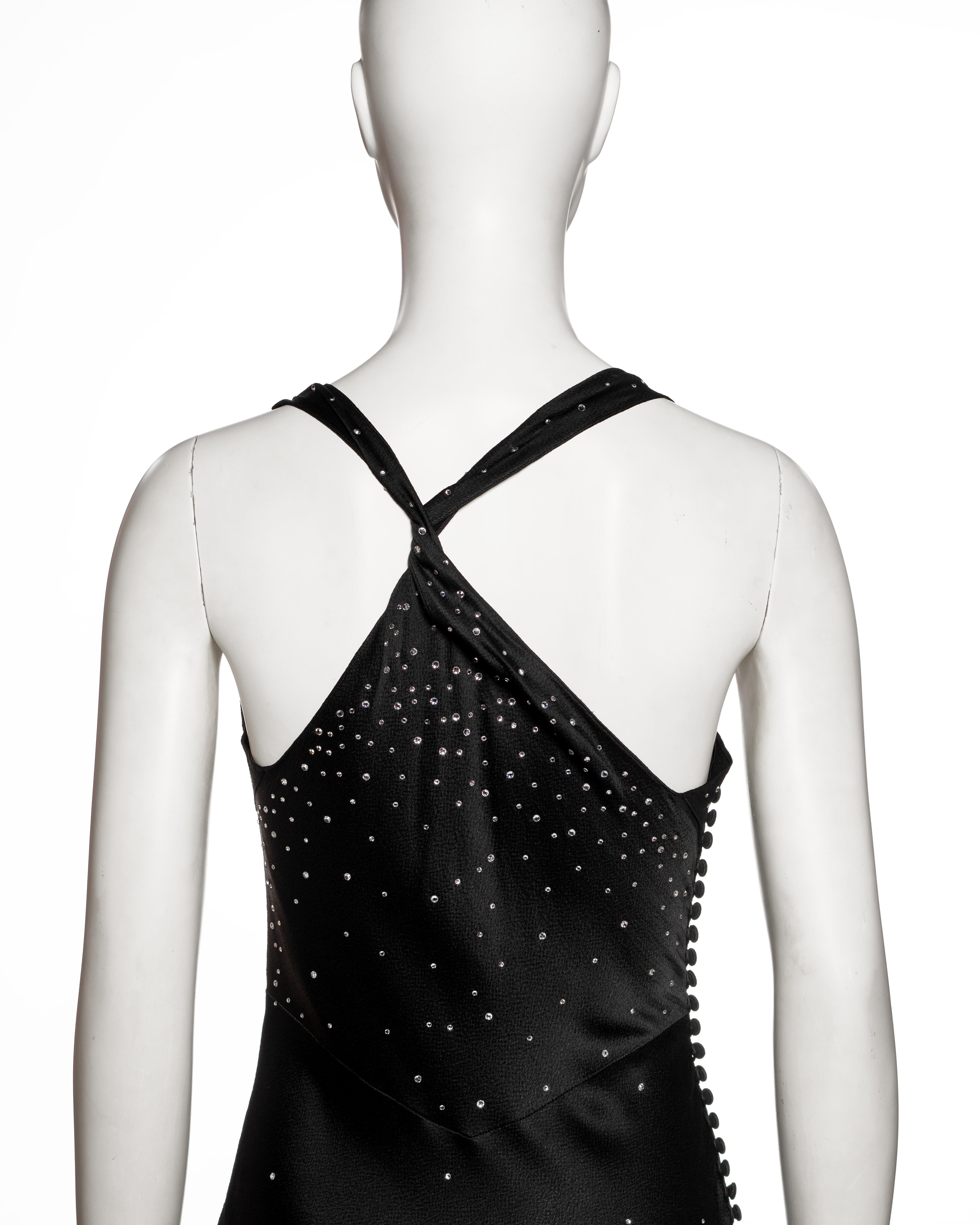 Robe de soirée en satin noir et cristaux de Christian Dior by John Galliano, SS 2000 en vente 4