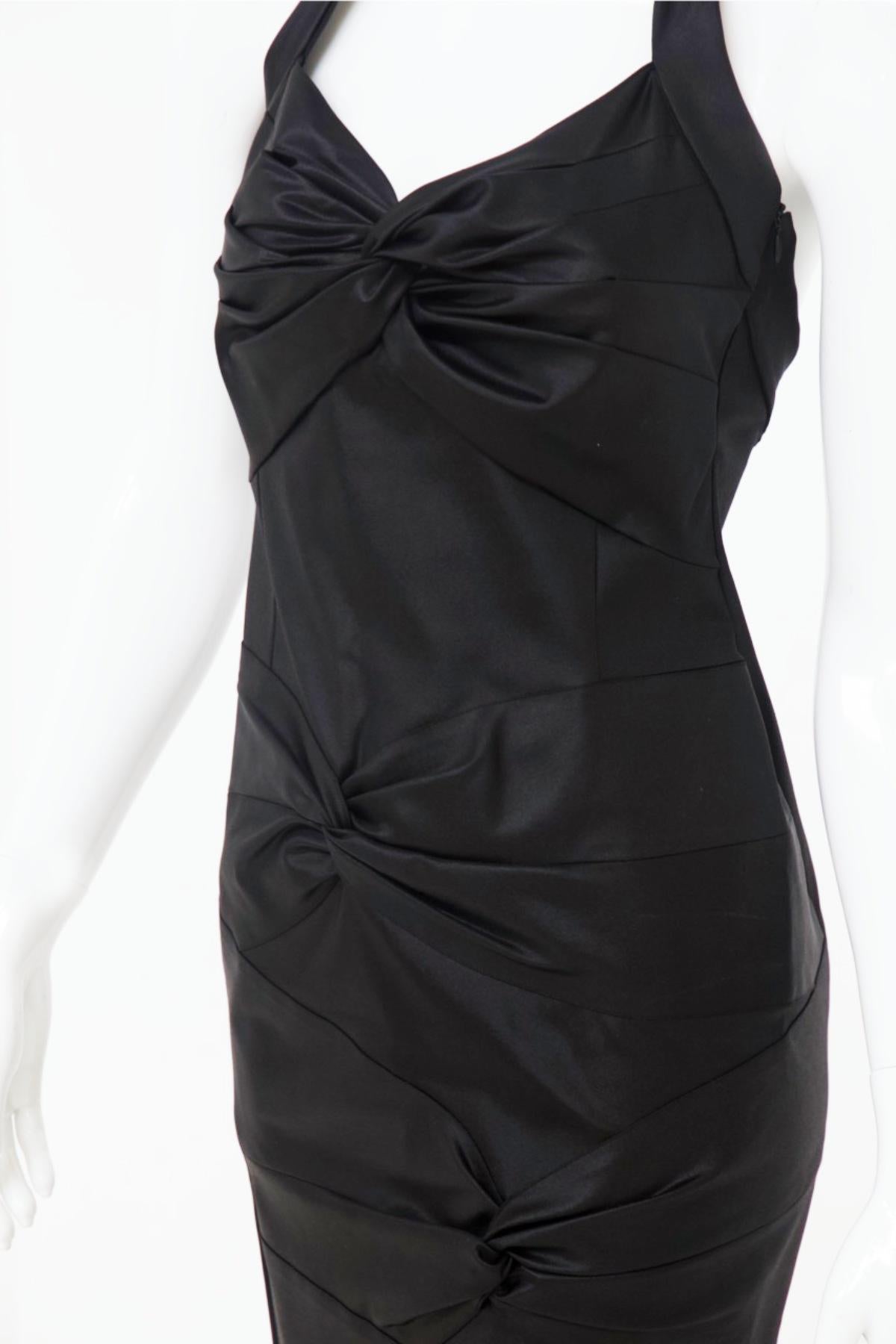 Christian Dior by John Galliano Black Satin Silk Lined Knot Dress For Sale 5